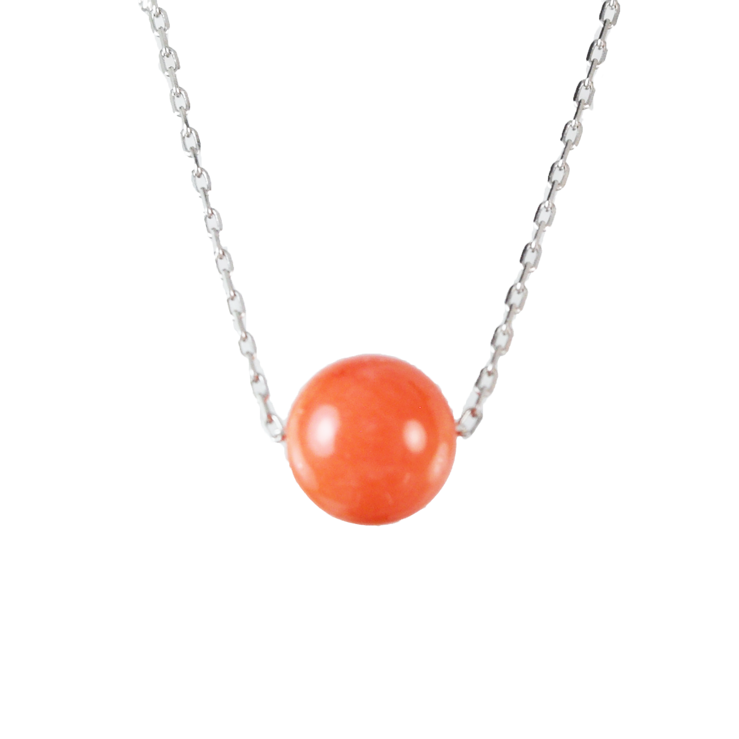 Genuine Pink Coral Round Cut Necklace in Adjustable Sterling Silver Chain, N9503 - Paradise Treasures Jewelry
