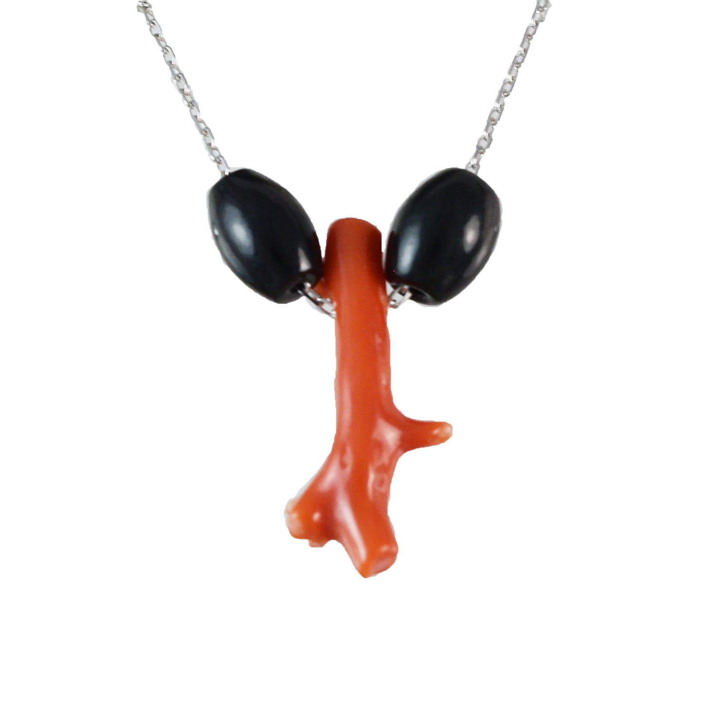 Genuine Black and Red Branch Coral Necklace in Adjustable Sterling Silver Chain, N9504 - Paradise Treasures Jewelry
