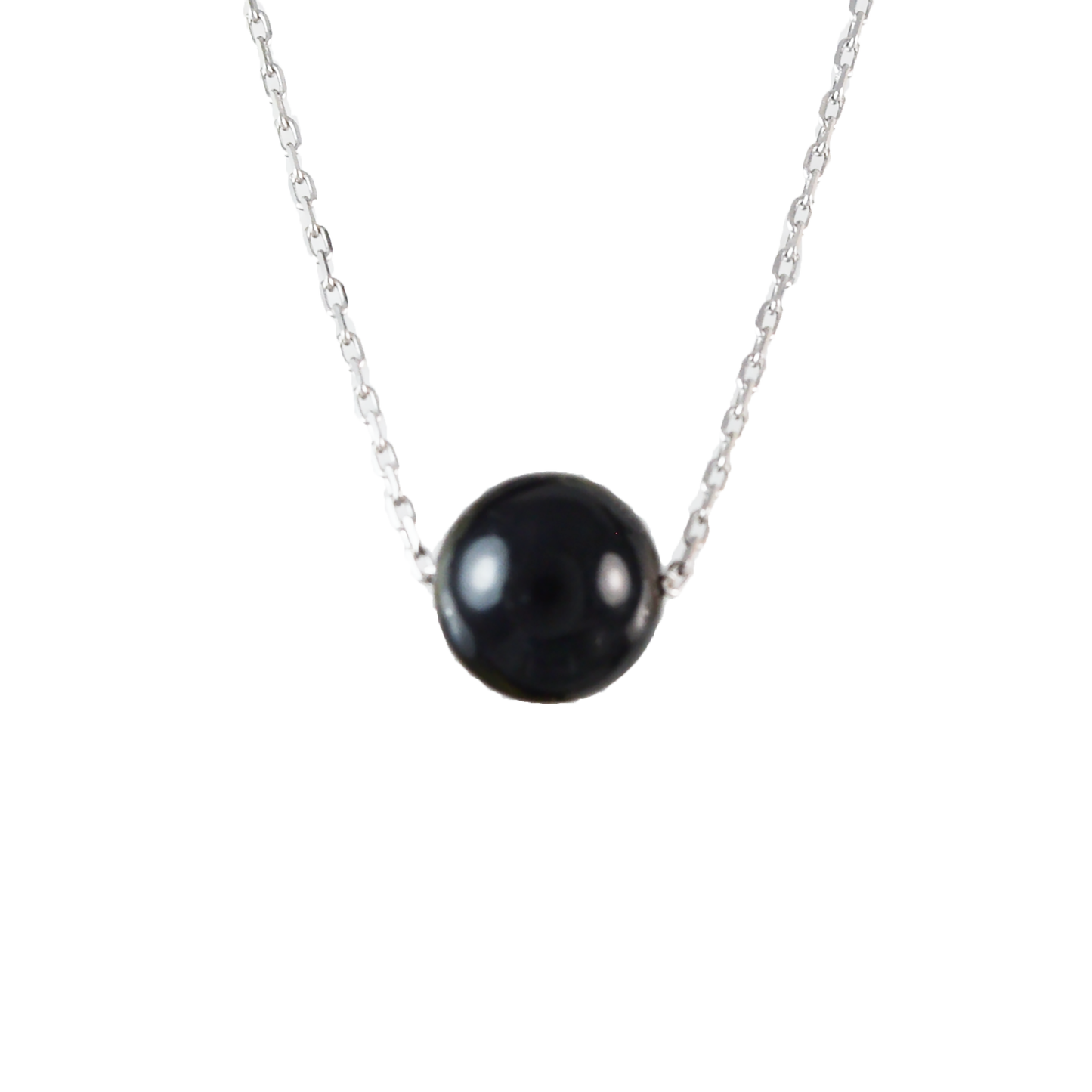 Genuine Black Coral Round Cut Necklace in Adjustable Sterling Silver Chain, N9505 - Paradise Treasures Jewelry