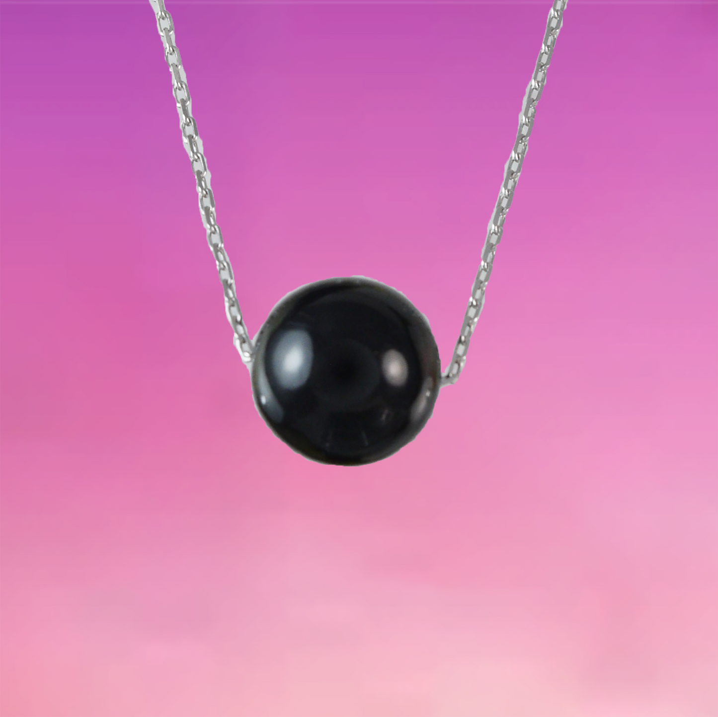 Genuine Black Coral Round Cut Necklace in Adjustable Sterling Silver Chain, N9507 - Paradise Treasures Jewelry