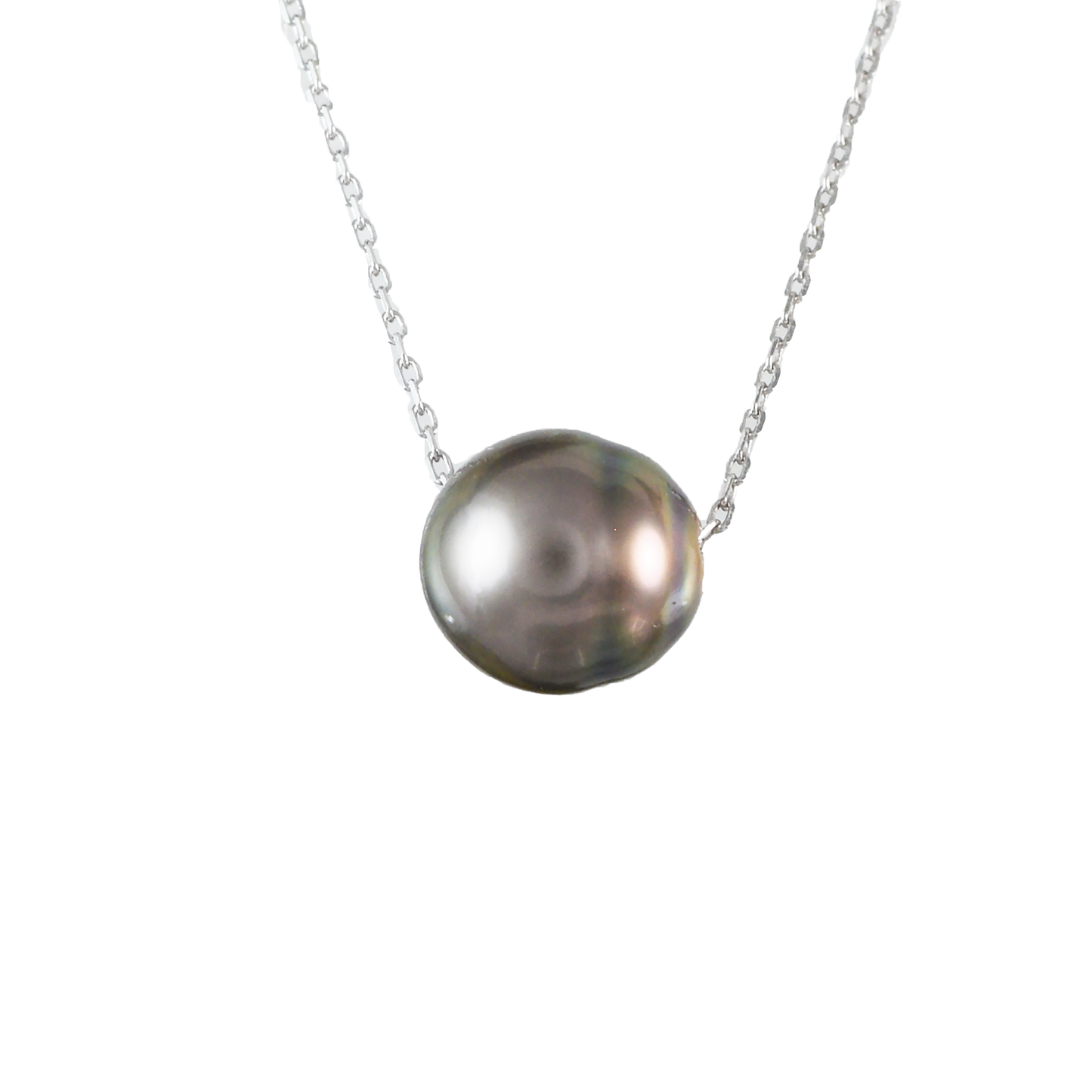 Genuine Tahitian Pearl Necklace in Adjustable Sterling Silver Chain, N9512 - Paradise Treasures Jewelry