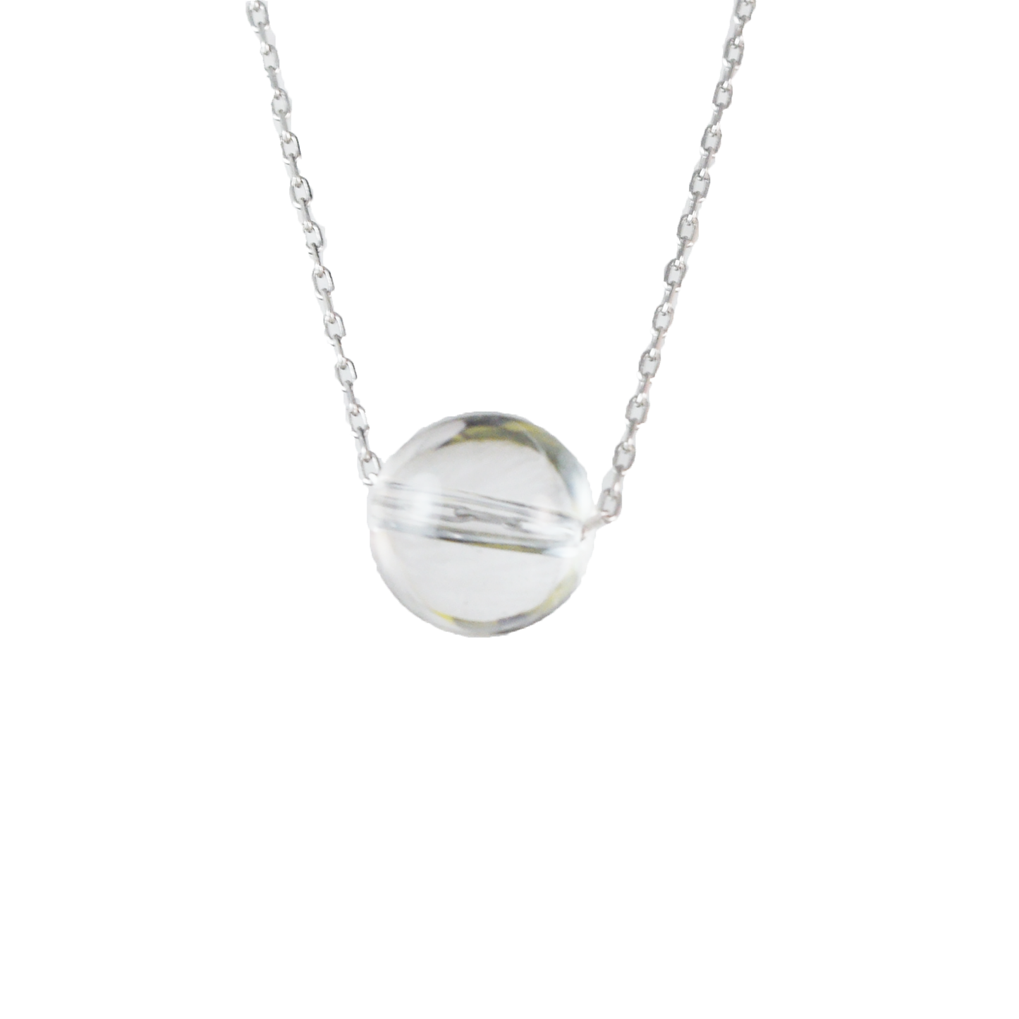 Genuine White Quartz Round Cut Necklace in Adjustable Sterling Silver Chain, N9514 - Paradise Treasures Jewelry
