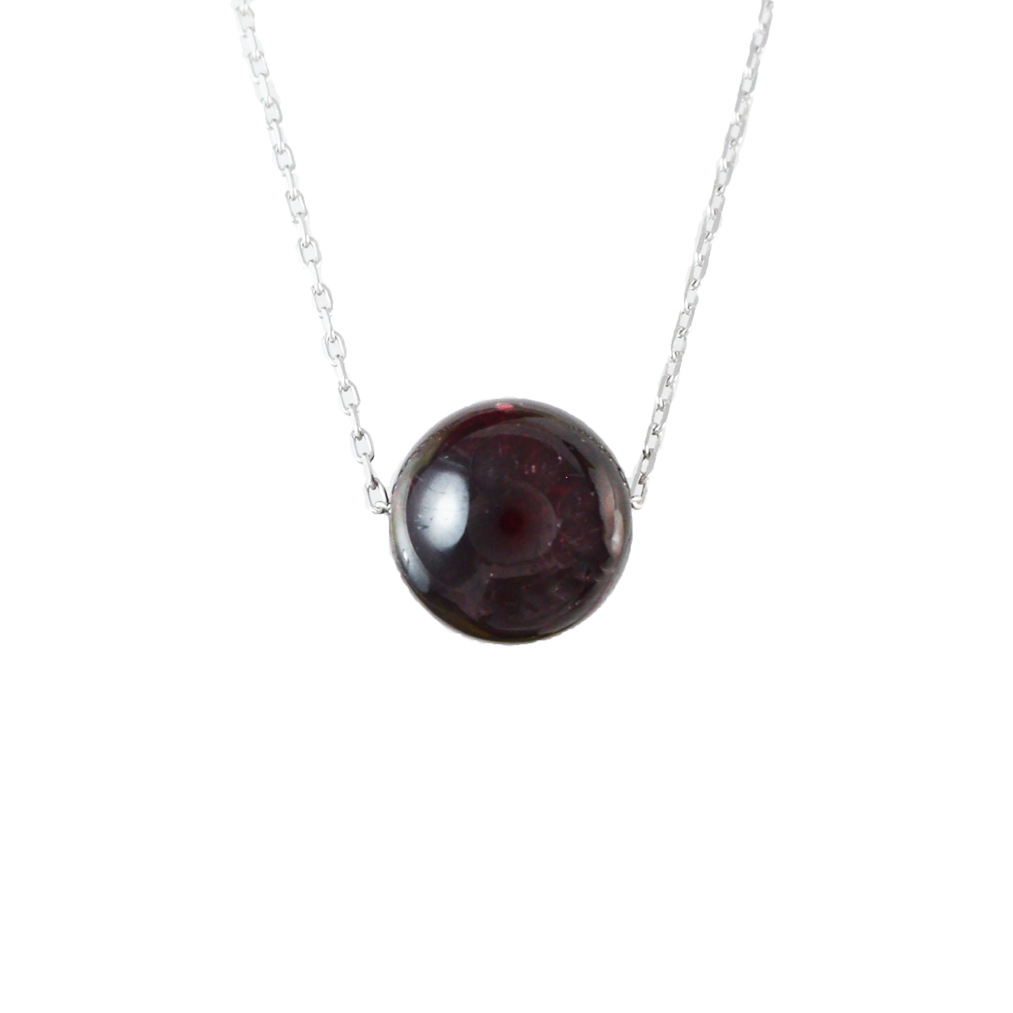 Genuine Garnet Round Cut Necklace in Adjustable Sterling Silver Chain, N9515 - Paradise Treasures Jewelry