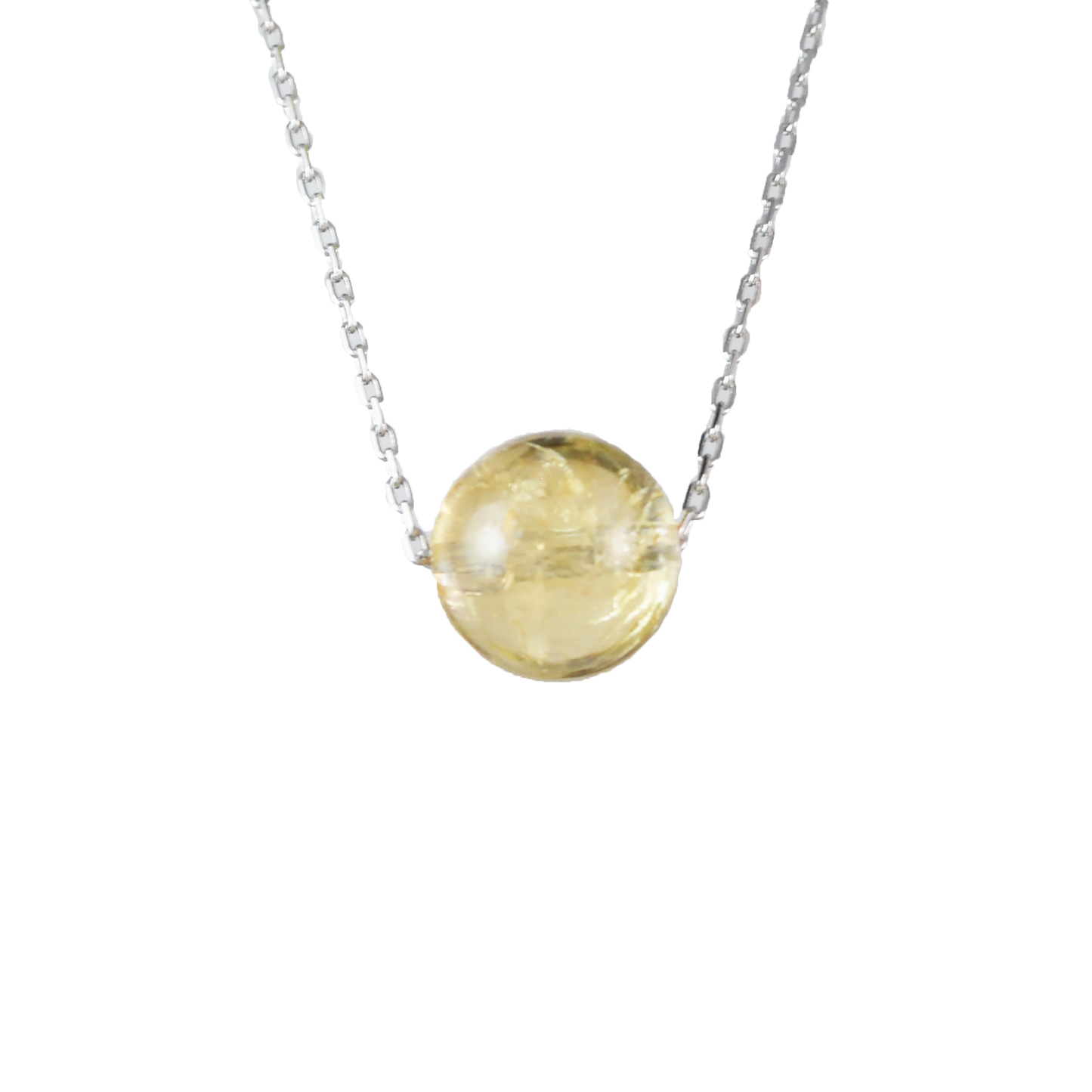 Genuine Citrine Round Cut Necklace in Adjustable Sterling Silver Chain, N9518 - Paradise Treasures Jewelry