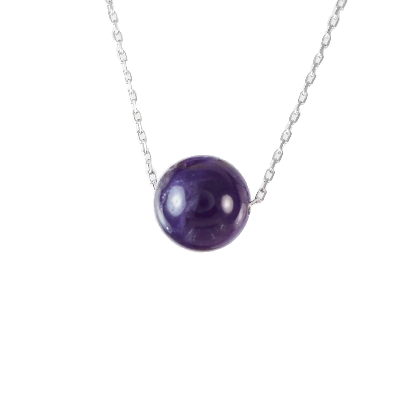 Genuine Amethyst Round Cut Necklace in Adjustable Sterling Silver Chain, N9521 - Paradise Treasures Jewelry
