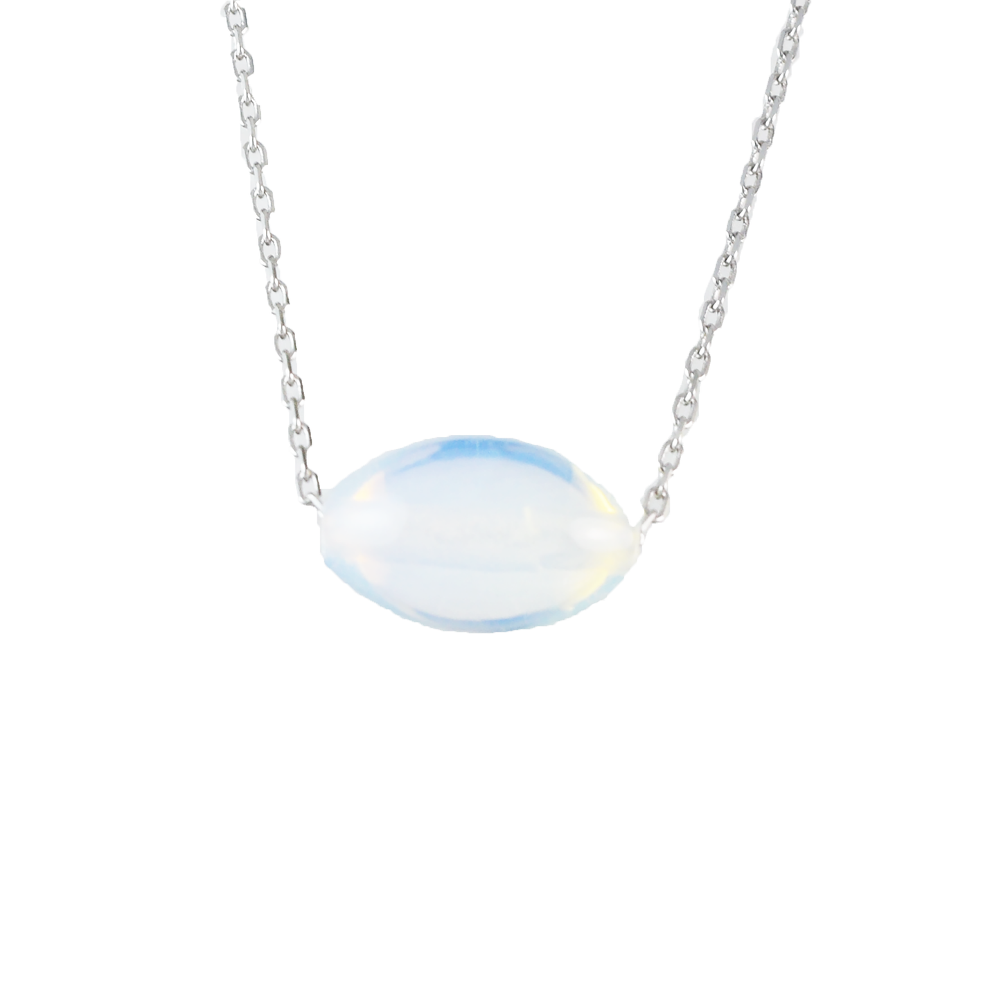 Genuine White Opal Oval Cut Necklace in Adjustable Sterling Silver Chain, N9527 - Paradise Treasures Jewelry