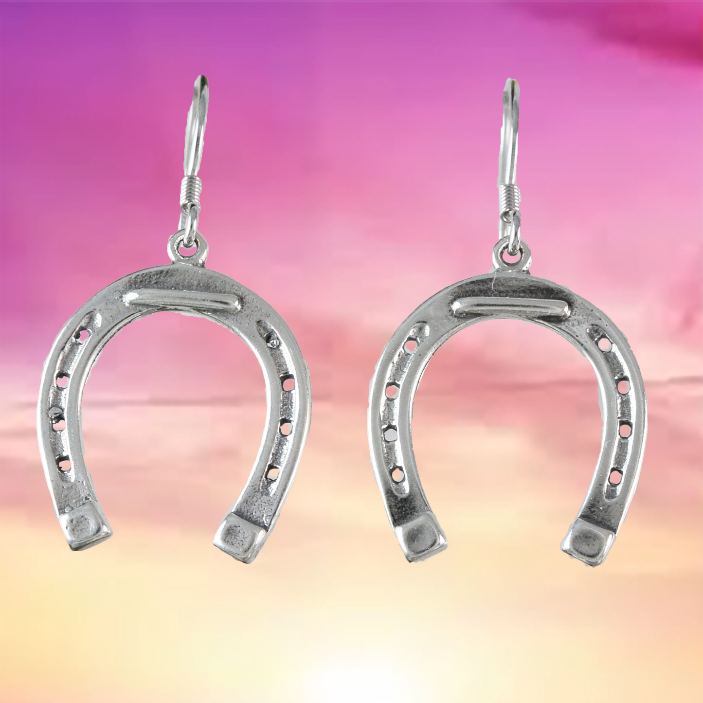 Silver Horseshoe Dangle Earrings - Hawaii Treasures Shop