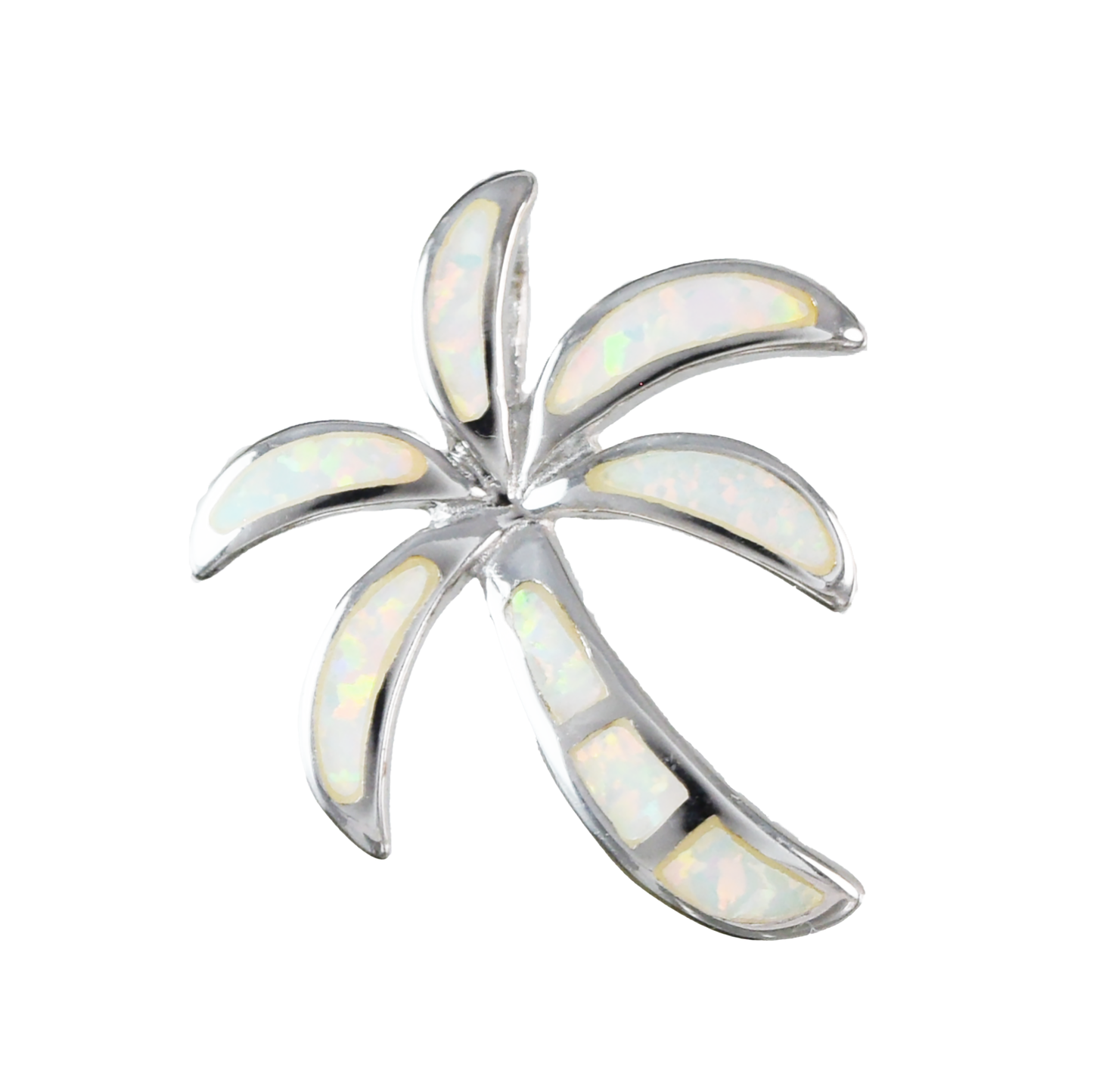 Silver Palm Tree Opal Necklace - Hawaii Treasures Shop