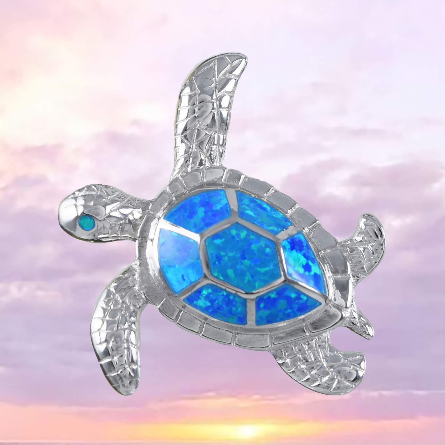 Silver Sea Turtle Opal Necklace - Hawaii Treasures Shop