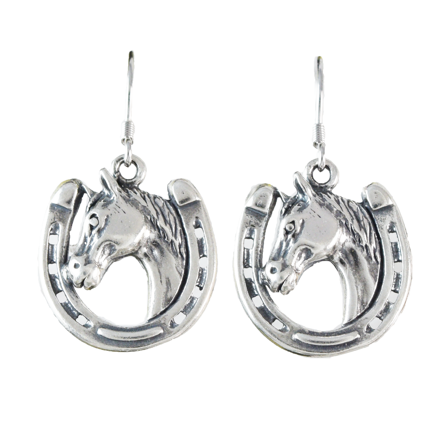 Unique Silver Horseshoe Dangle Earrings - Hawaii Treasures Shop
