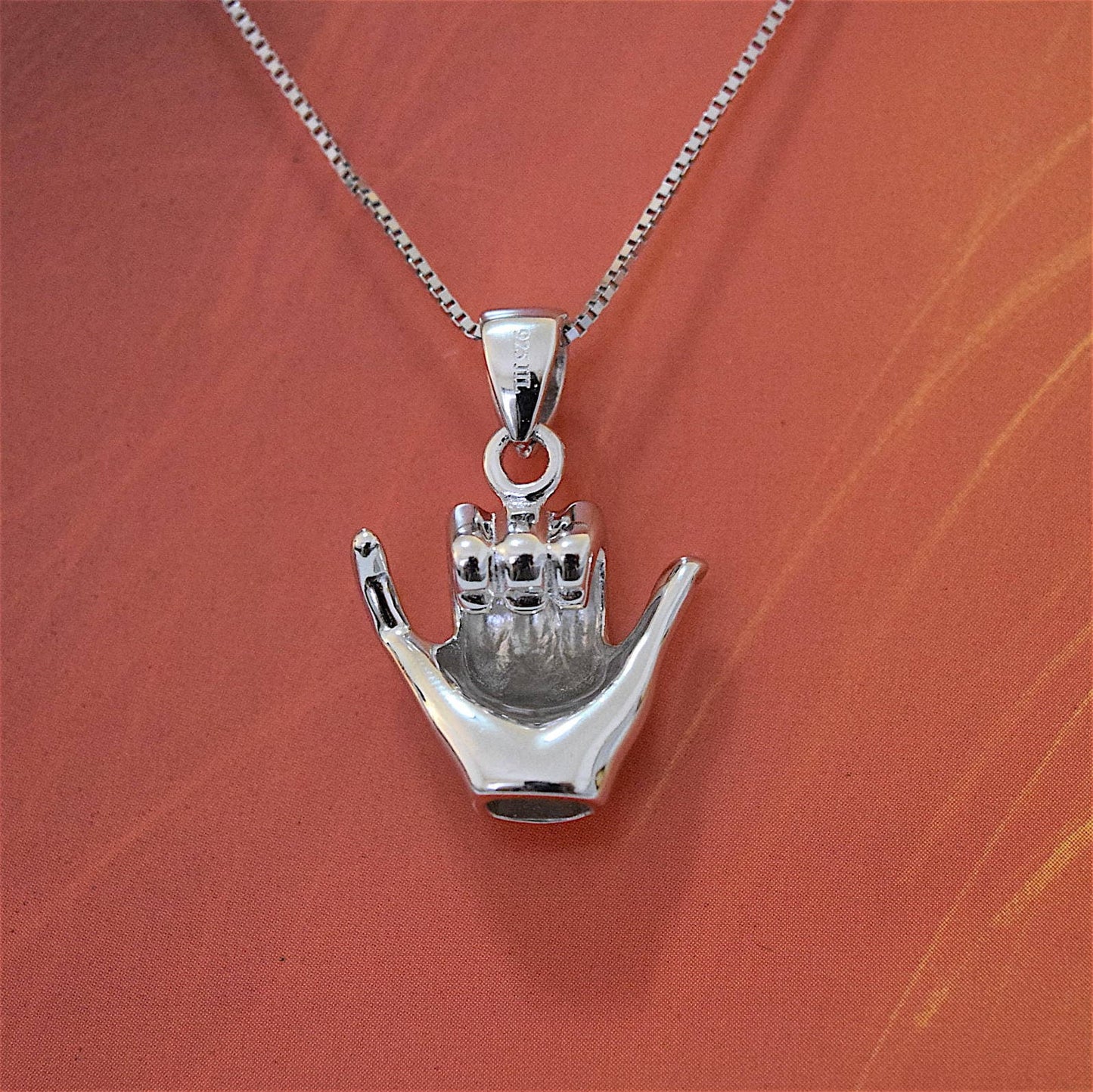 Hawaiian 3D Hang Loose Pendant, Sterling Silver Hang Loose, Shaka Sign 3D Pendant, Hawaiian Jewelry Christmas Present Birthday Gift