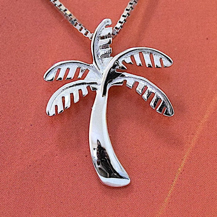 Hawaiian Palm Tree Pendant, Sterling Silver Palm Tree Pendant, Hawaiian Jewelry, Christmas Present, Anniversary Birthday Gift