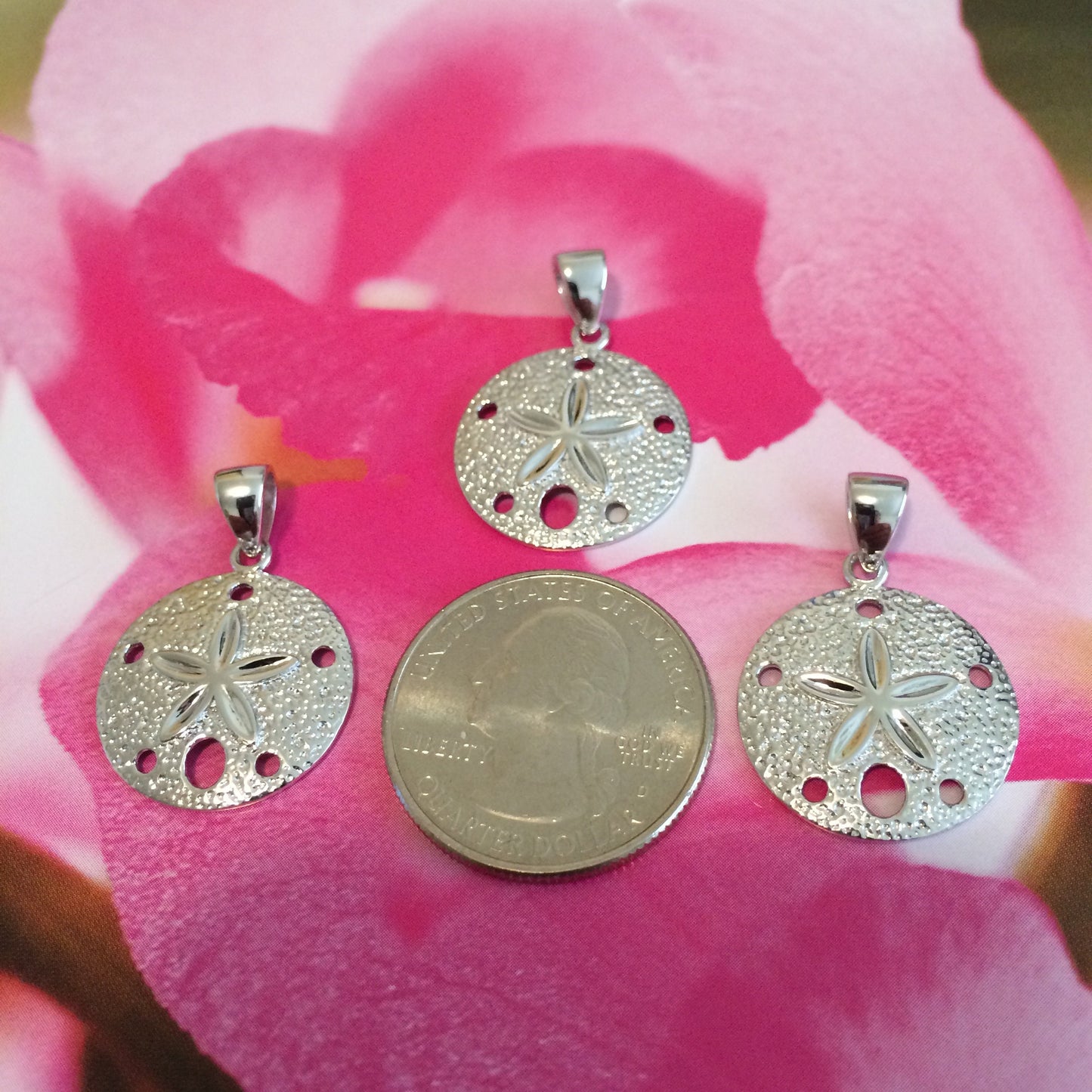 Hawaiian Sand Dollar Pendant, Sterling Silver Sand Dollar Pendant, Hawaiian Jewelry, Christmas Anniversary Birthday Gift