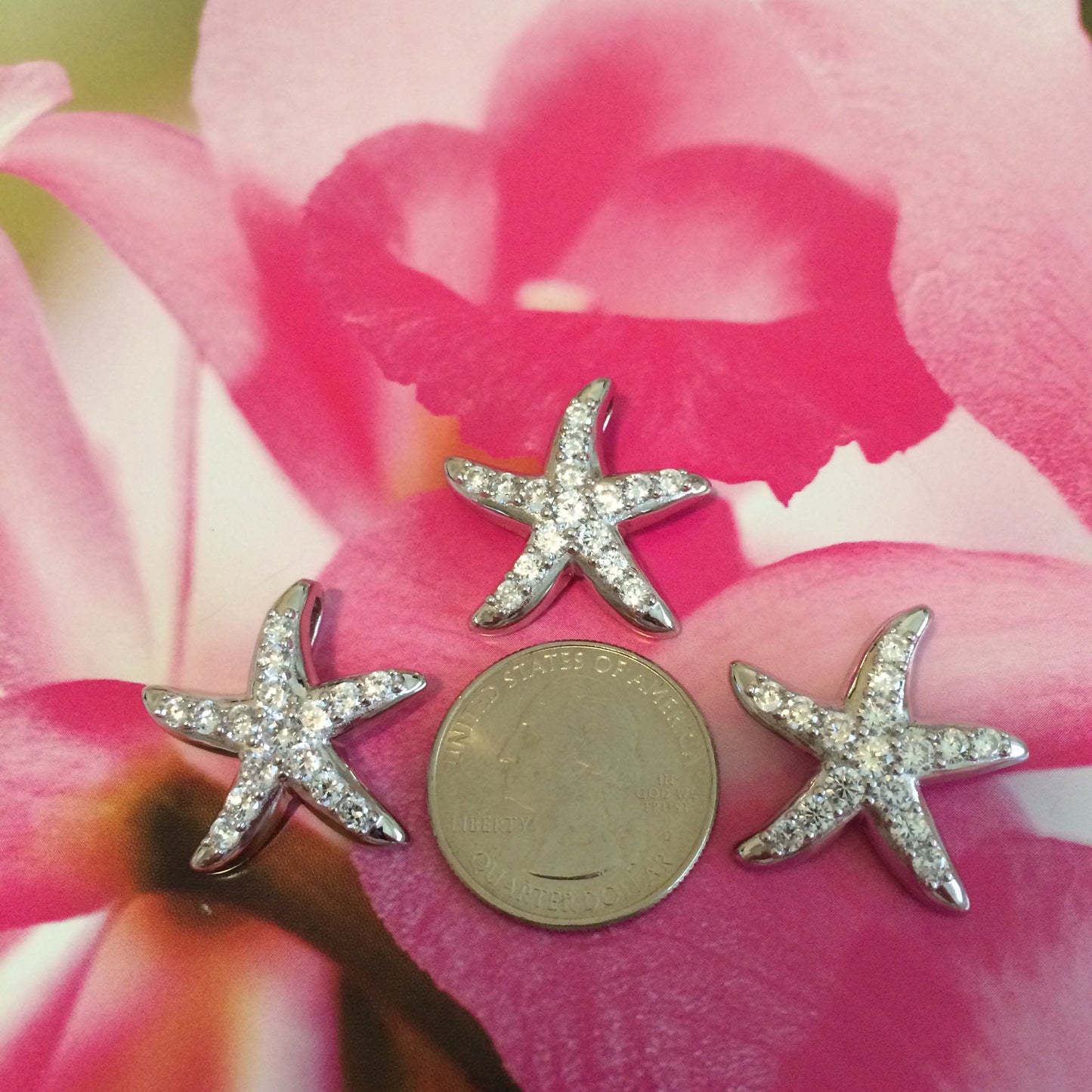 Hawaiian Large Starfish Pendant, Sterling Silver Star Fish CZ Pendant, Hawaiian Jewelry, Christmas Anniversary Mom Birthday Gift