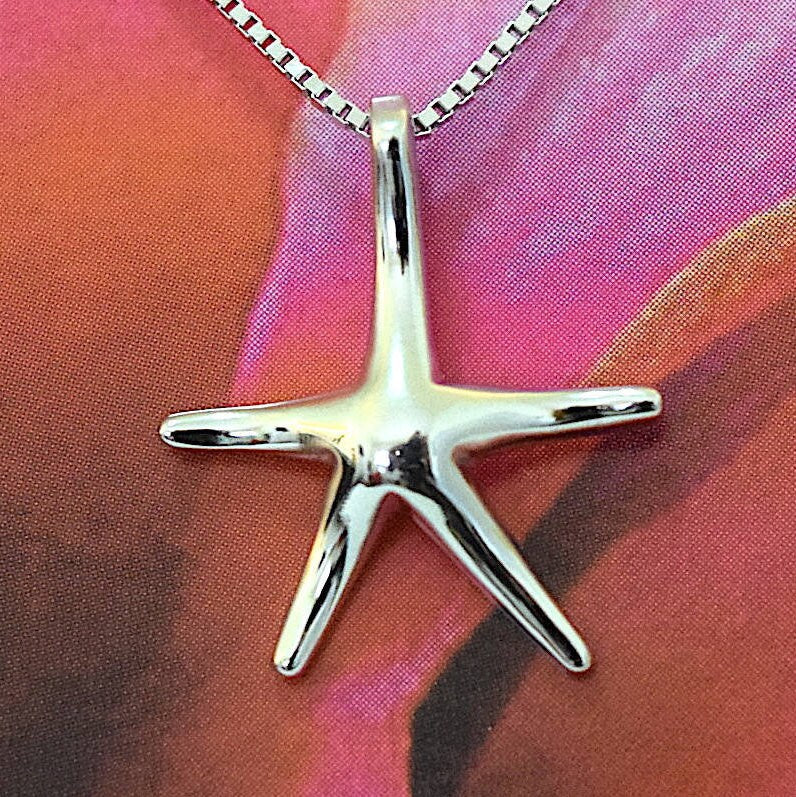 Hawaiian Starfish Pendant, Sterling Silver Starfish Charm Pendant, Hawaiian Jewelry Christmas Present, Anniversary Gift Birthday Gift