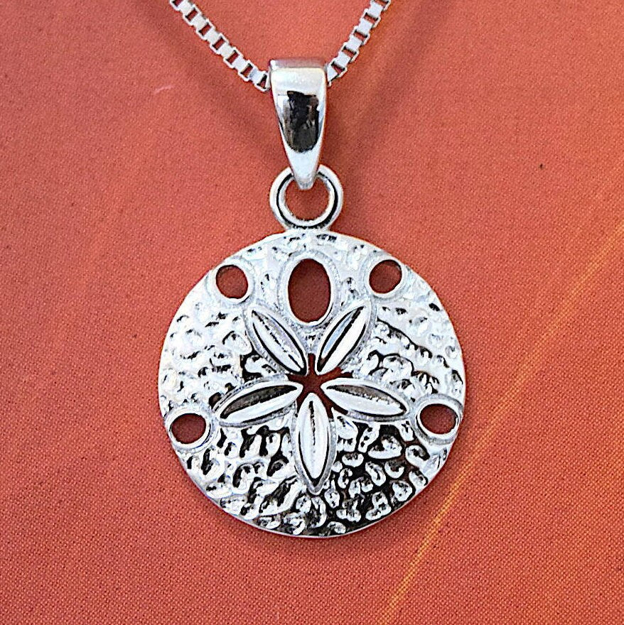 Hawaiian Sand Dollar Pendant, Sterling Silver Sand Dollar Charm Pendant, Hawaiian Jewelry, Christmas Anniversary Birthday Mom Gift