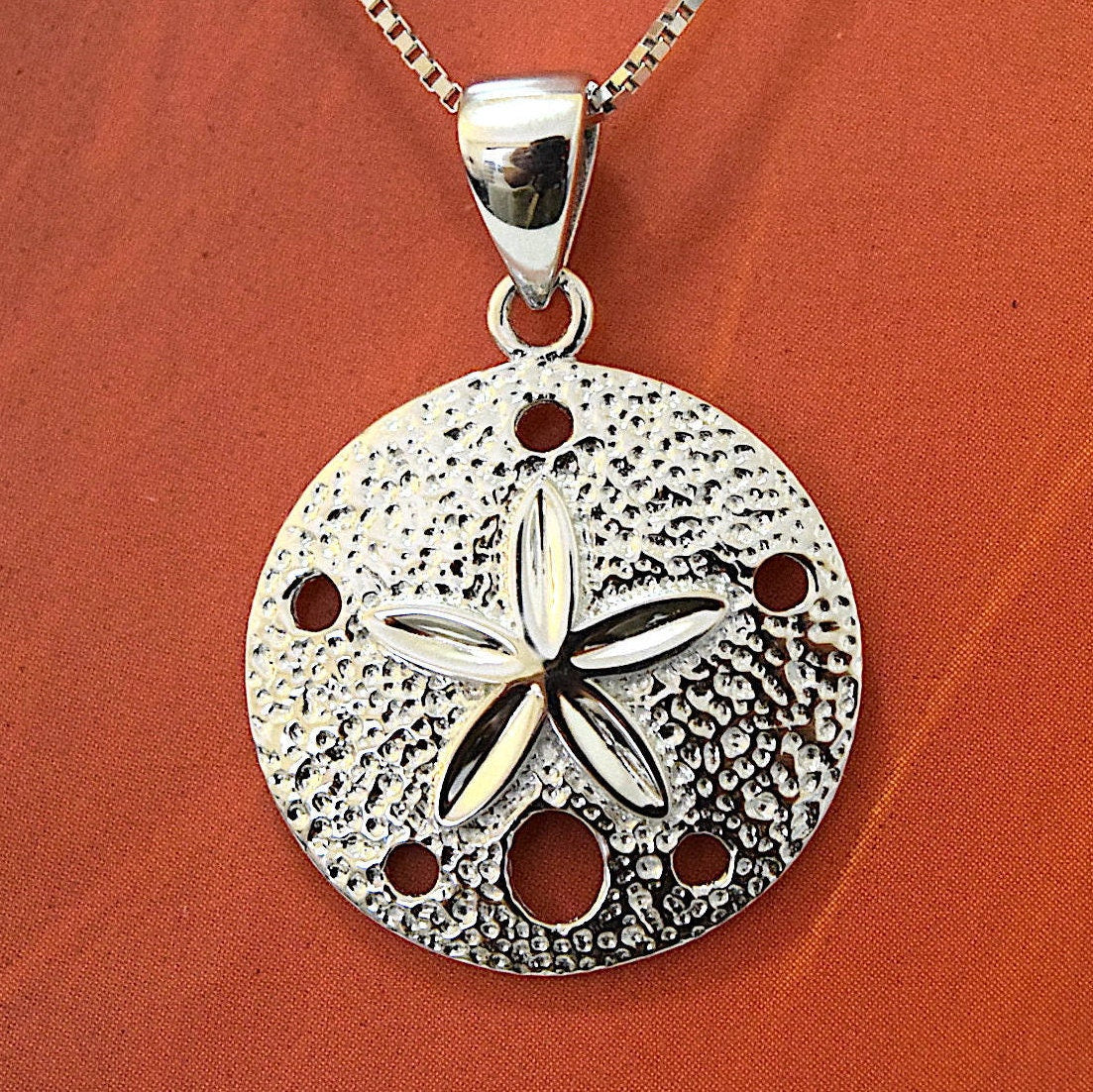 Hawaiian Sand Dollar Pendant, Sterling Silver Sand Dollar Pendant, Hawaiian Jewelry, Christmas Anniversary Birthday Gift