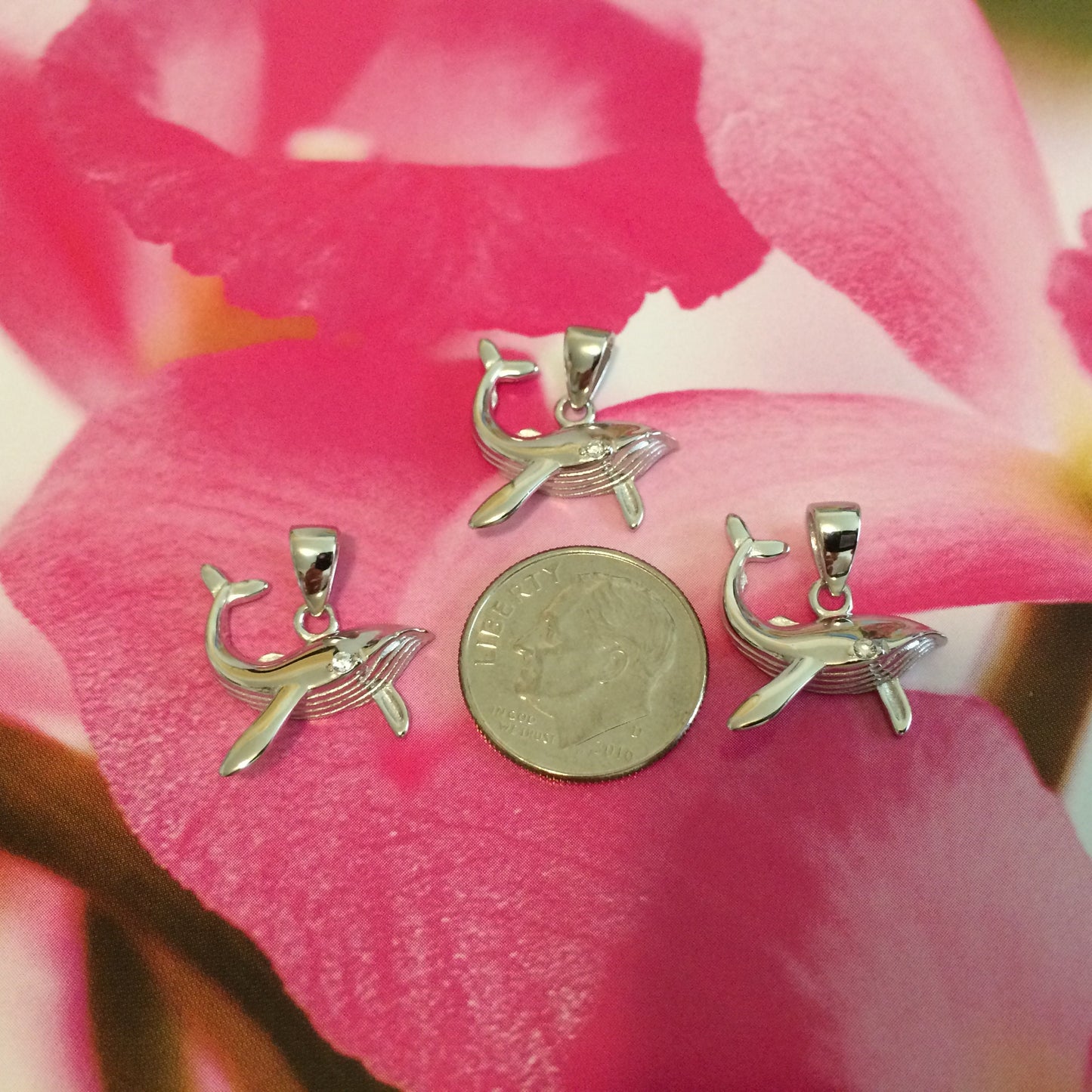 Hawaiian Humpback Whale CZ Eye Pendant, Sterling Silver Humpback Whale Charm Pendant, Hawaiian Jewelry, Christmas Mom Birthday Gift
