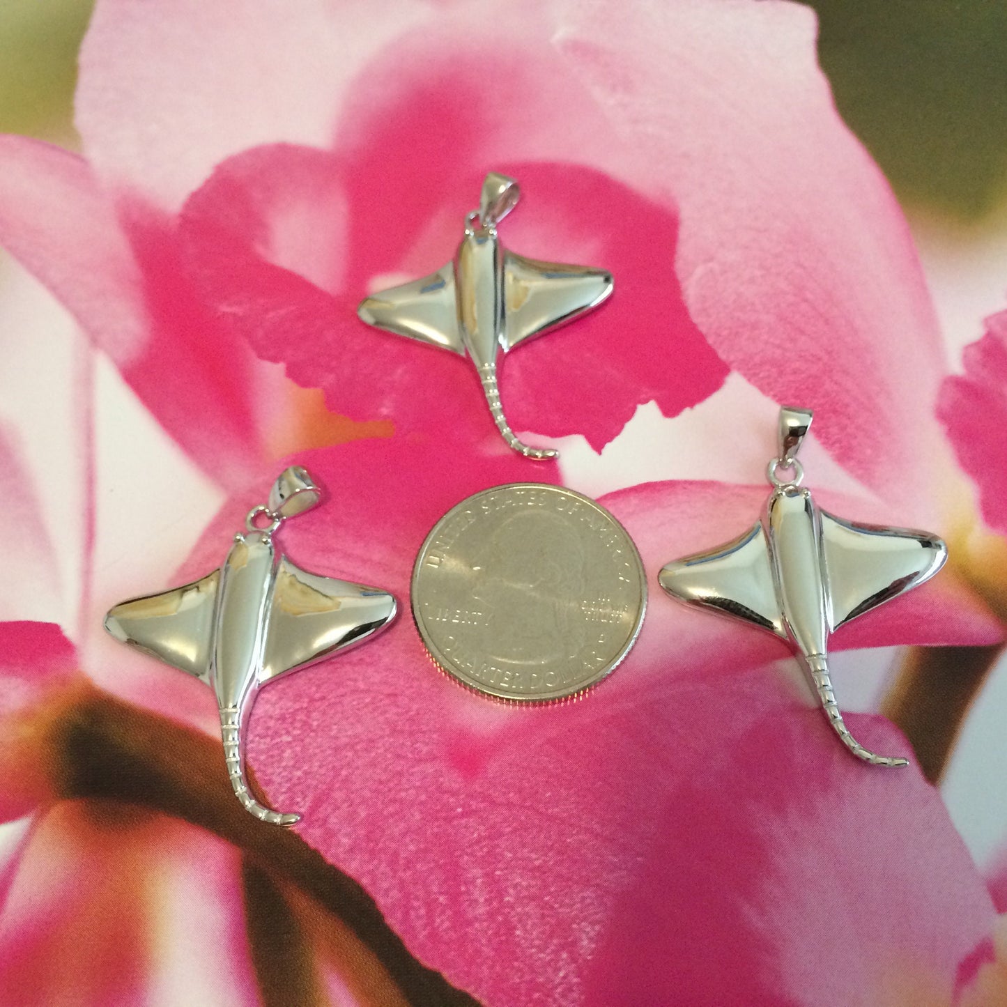 Hawaiian Stingray Pendant, Sterling Silver Sting Ray Charm Pendant, Hawaiian Jewelry, Christmas Anniversary Mom Birthday Gift