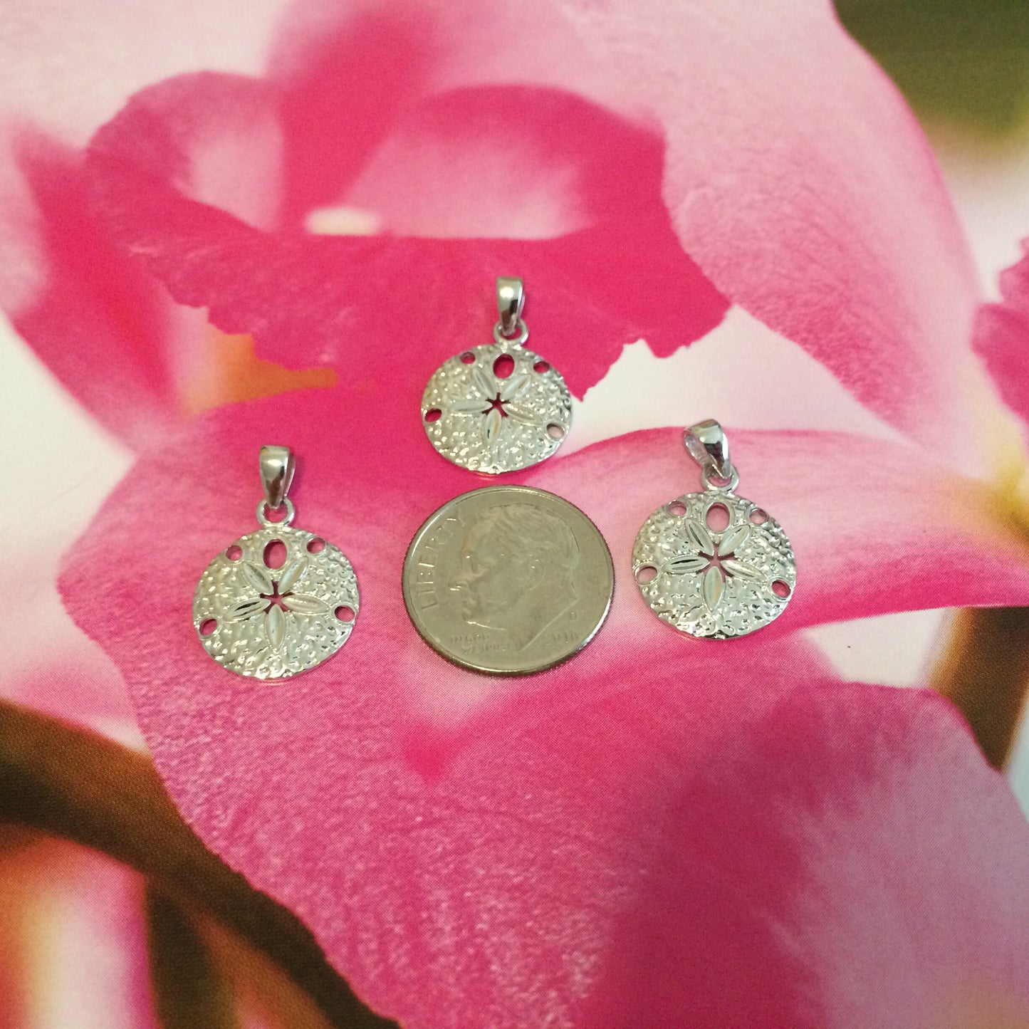 Hawaiian Sand Dollar Pendant, Sterling Silver Sand Dollar Charm Pendant, Hawaiian Jewelry, Christmas Anniversary Birthday Mom Gift