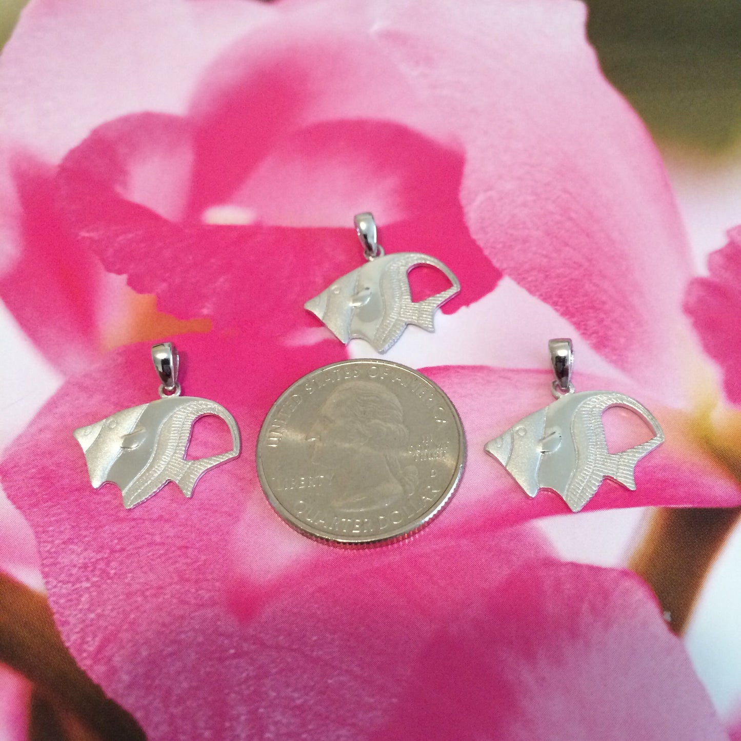 Hawaiian Angel Fish Pendant, Sterling Silver Angel Fish Charm Pendant, Hawaiian Jewelry, Christmas Anniversary Mom Birthday Gift