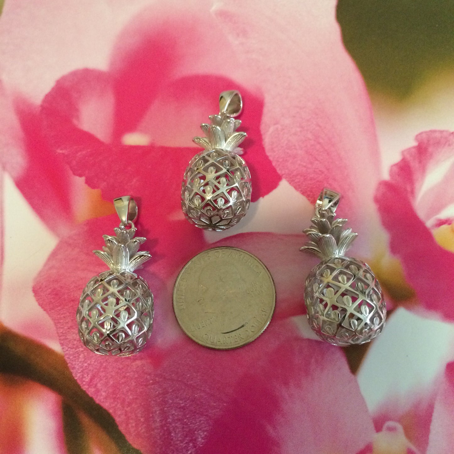 Hawaiian Extra-Large 3D Pineapple Pendant, Sterling Silver 3D Pineapple Pendant, Hawaiian Jewelry, Christmas Mom Birthday Gift