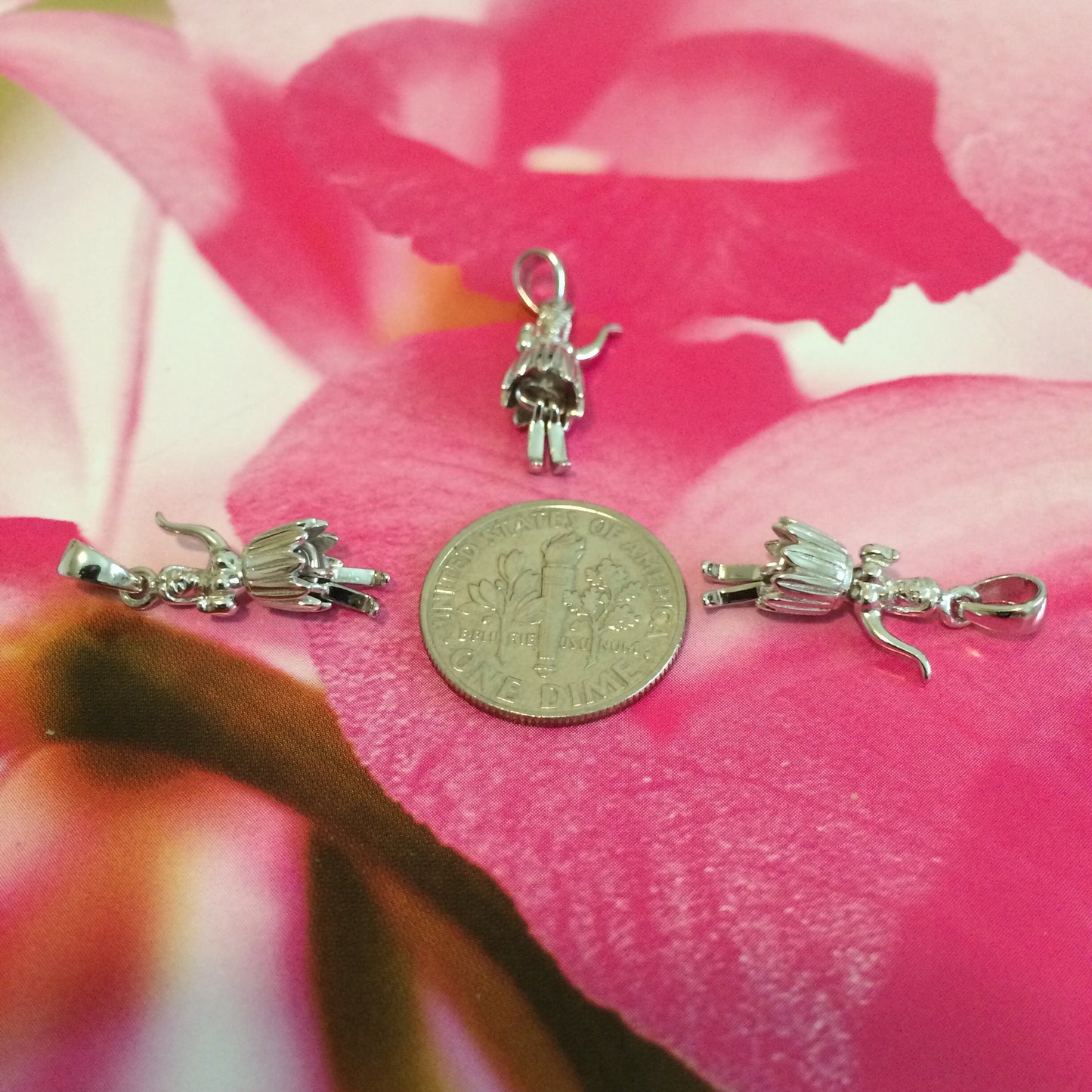 Hawaiian 3D Hula Dancer Pendant, Sterling Silver Hula Dancer Charm Pendant, 3 Dimensional, Hawaiian Jewelry, Christmas Mom Birthday Gift