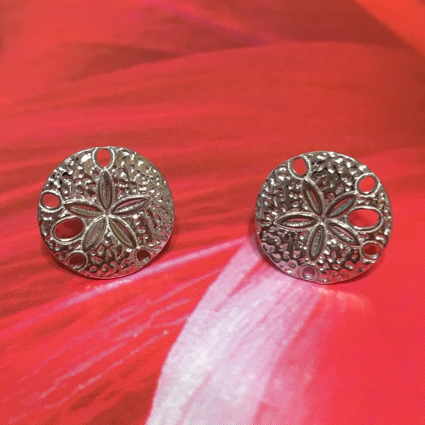 Hawaiian Sand Dollar Earrings, Sterling Silver Sand Dollar Stud Earrings, E4144B Mother Birthday Mom Gift, Island Jewelry