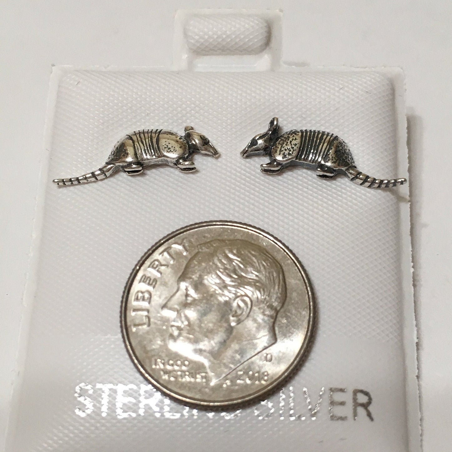 Texan Armadillo Earrings, Sterling Silver Armadillo Stud Earrings, E8063 Birthday Wife Mom Mother Gift, Texan Jewelry