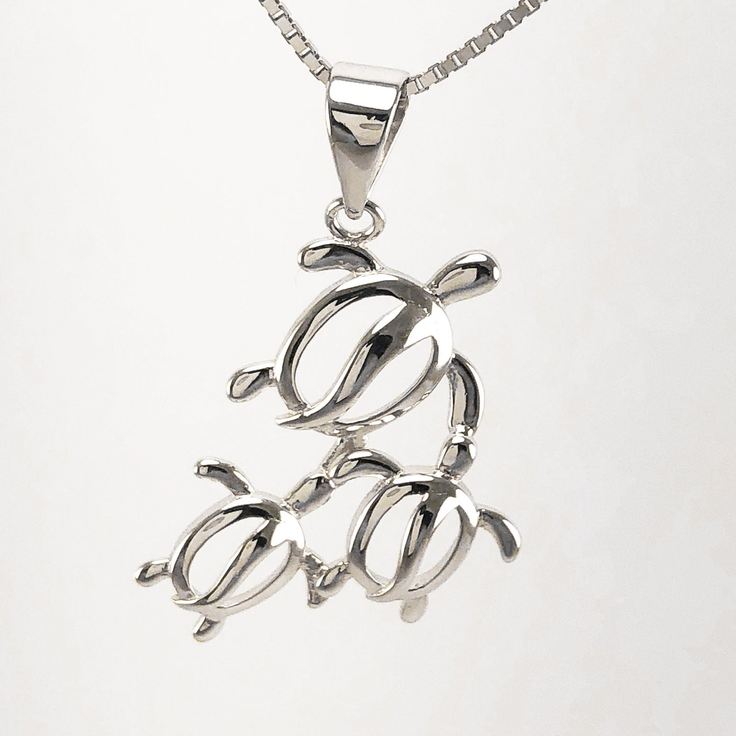 Hawaiian 3 Sea Turtle Family Pendant, Sterling Silver 3 Turtle Petroglyph Pendant, Christmas Present, Anniversary Gift Birthday Gift