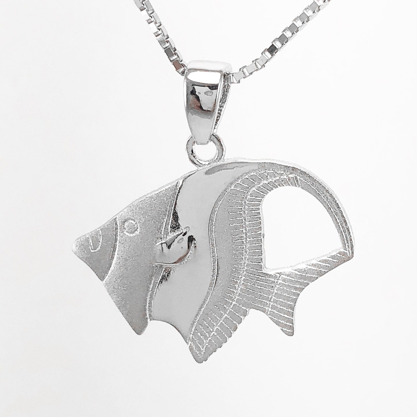 Hawaiian Angel Fish Pendant, Sterling Silver Angel Fish Charm Pendant, Hawaiian Jewelry, Christmas Anniversary Mom Birthday Gift