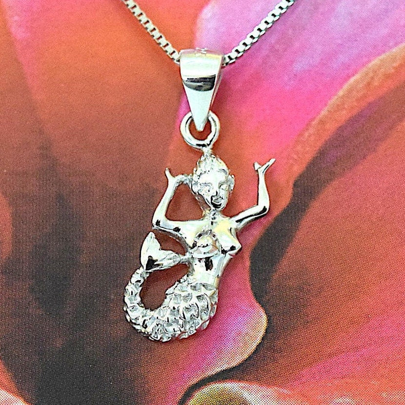 Hawaiian Mermaid Pendant, Sterling Silver Mermaid Pendant, Hawaiian Jewelry, Christmas Anniversary Mom Birthday Gift