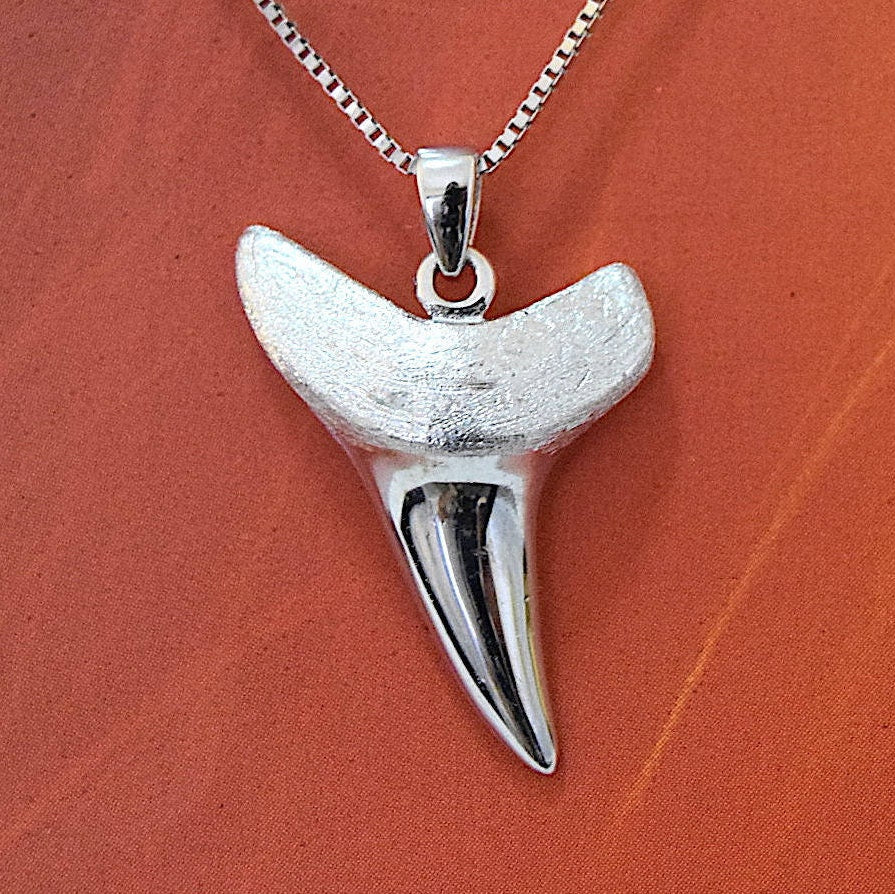 Hawaiian 3D Solid Shark Teeth Pendant, Sterling Silver Shark Teeth 3D Solid Charm Pendant, Christmas Anniversary Mom Birthday Gift