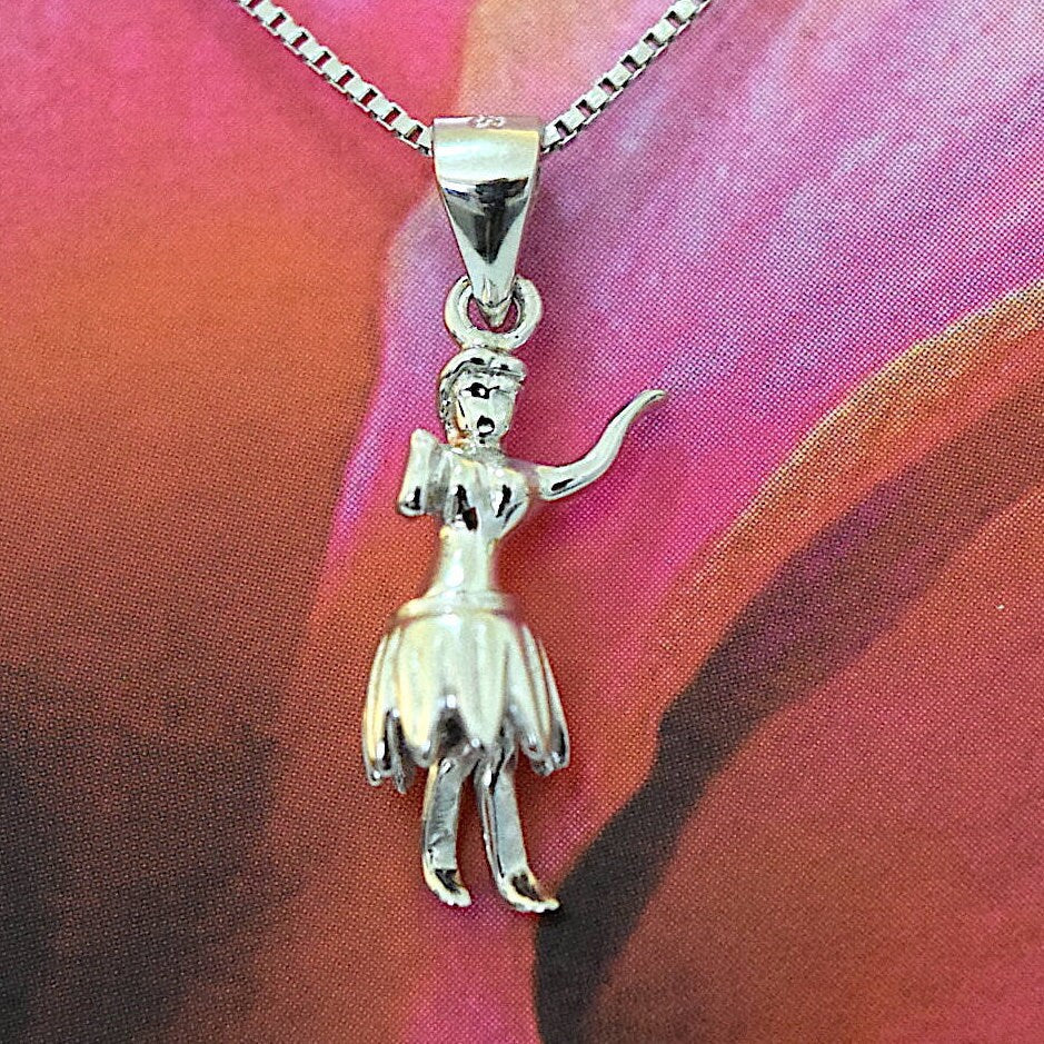 Hawaiian 3D Hula Dancer Pendant, Sterling Silver Hula Dancer Charm Pendant, 3 Dimensional, Hawaiian Jewelry, Christmas Mom Birthday Gift