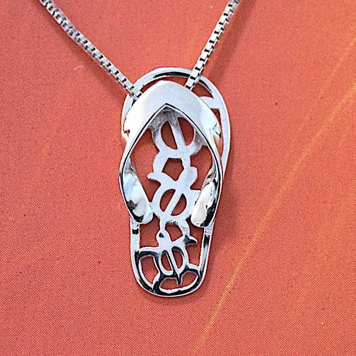 Hawaiian Sea Turtle Family Slipper Pendant, Sterling Silver 3 Turtle Sandal Charm Pendant, Christmas Birthday Mom Gift