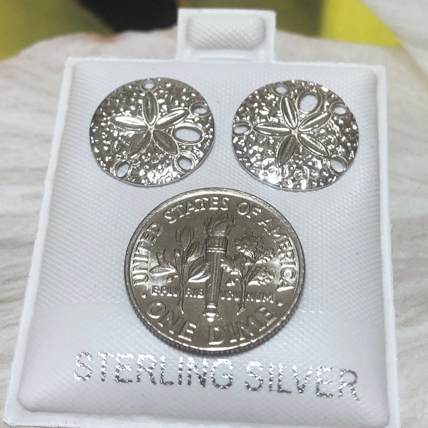 Hawaiian Sand Dollar Earrings, Sterling Silver Sand Dollar Stud Earrings, E4144B Mother Birthday Mom Gift, Island Jewelry