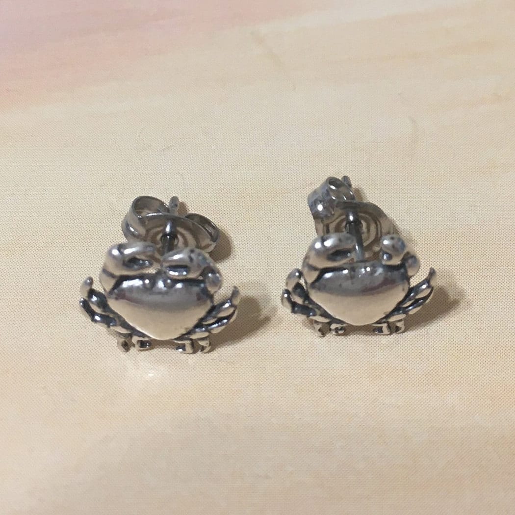 Silver Crab Earrings, Sterling Silver Crab Stud Earrings, E8314 Birthday Mom Wife Valentine Gift, Texan Jewelry