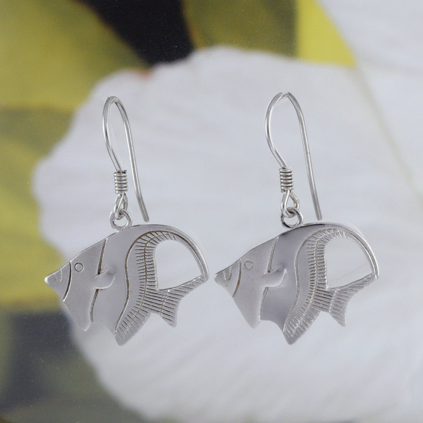 Hawaiian Angel Fish Earrings, Sterling Silver Angel Fish Dangle Earrings, W4147 Mother Birthday Mom Wife Gift