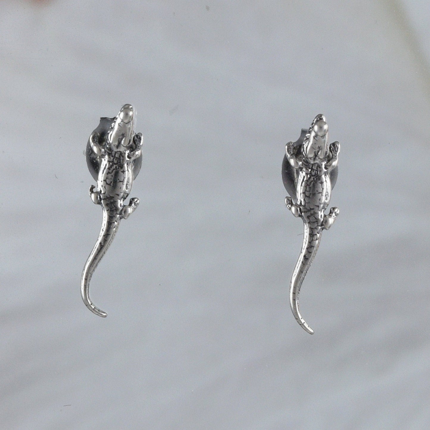 Texan Alligator Earrings, Sterling Silver Cute Alligator Stud Earrings, E8064 Birthday Wife Mom Valentine Gift, Texan Jewelry
