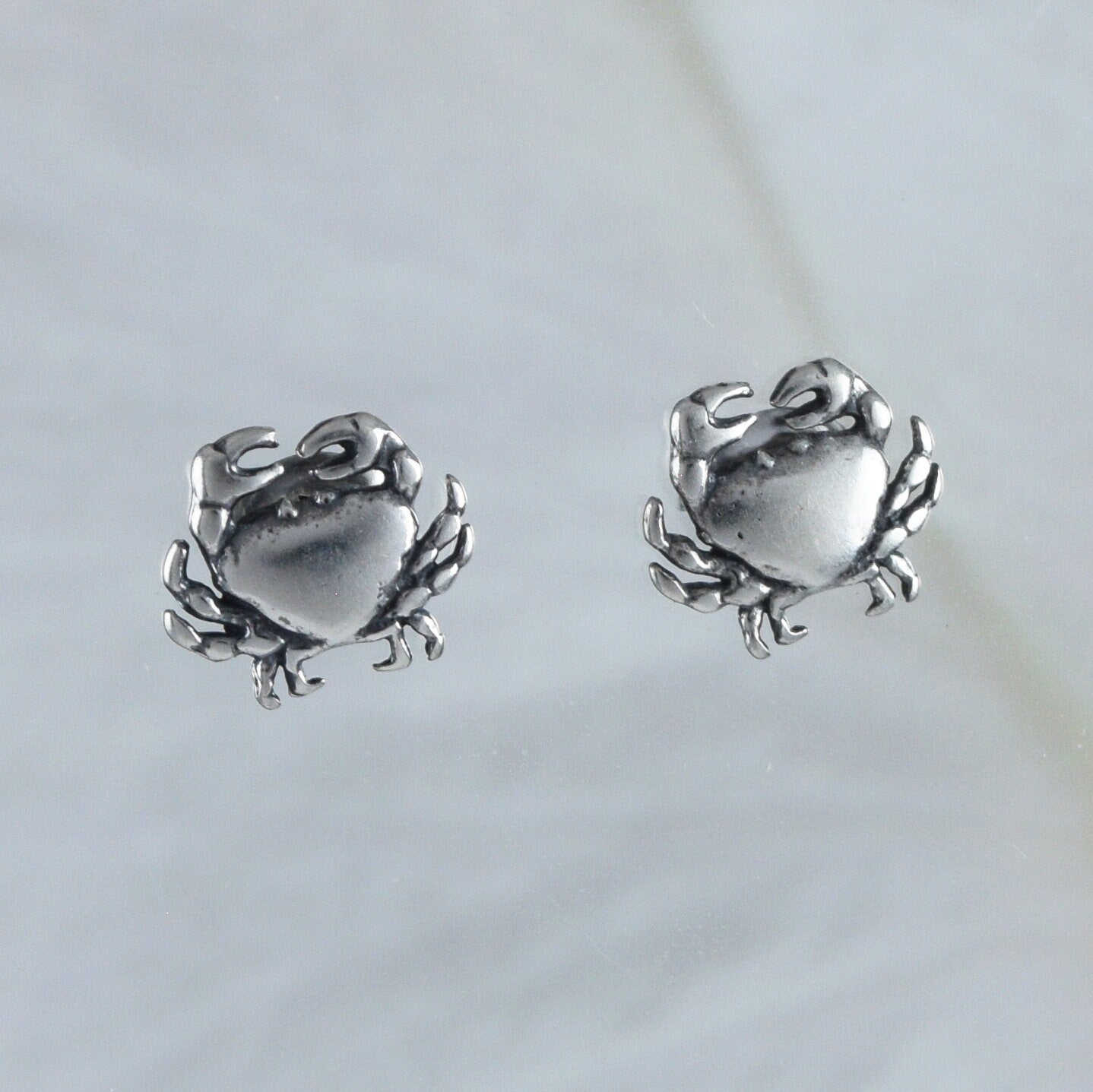 Silver Crab Earrings, Sterling Silver Crab Stud Earrings, E8314 Birthday Mom Wife Valentine Gift, Texan Jewelry