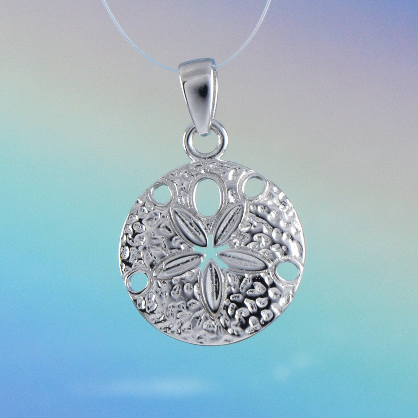 Hawaiian Sand Dollar Pendant, Sterling Silver Sand Dollar Charm Pendant, Hawaiian Jewelry, Christmas Anniversary Birthday Mom Gift