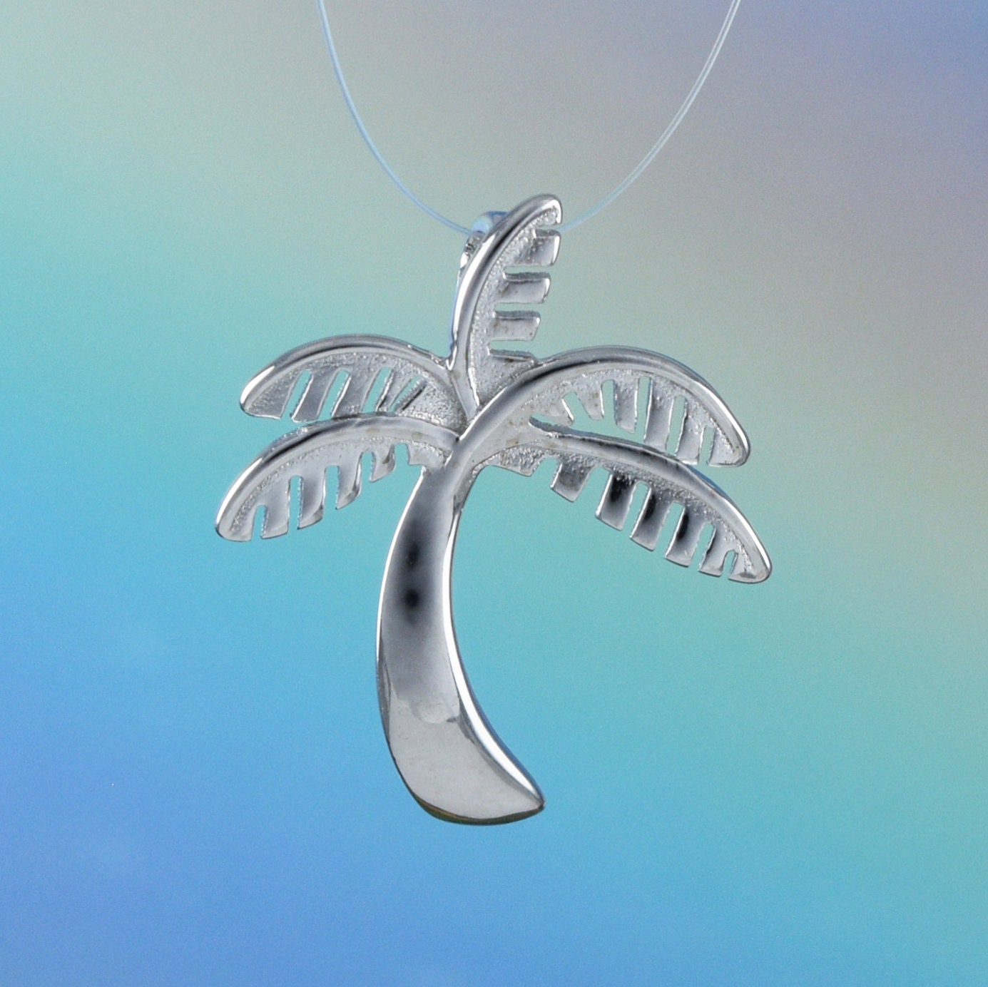 Hawaiian Palm Tree Pendant, Sterling Silver Palm Tree Pendant, Hawaiian Jewelry, Christmas Present, Anniversary Birthday Gift