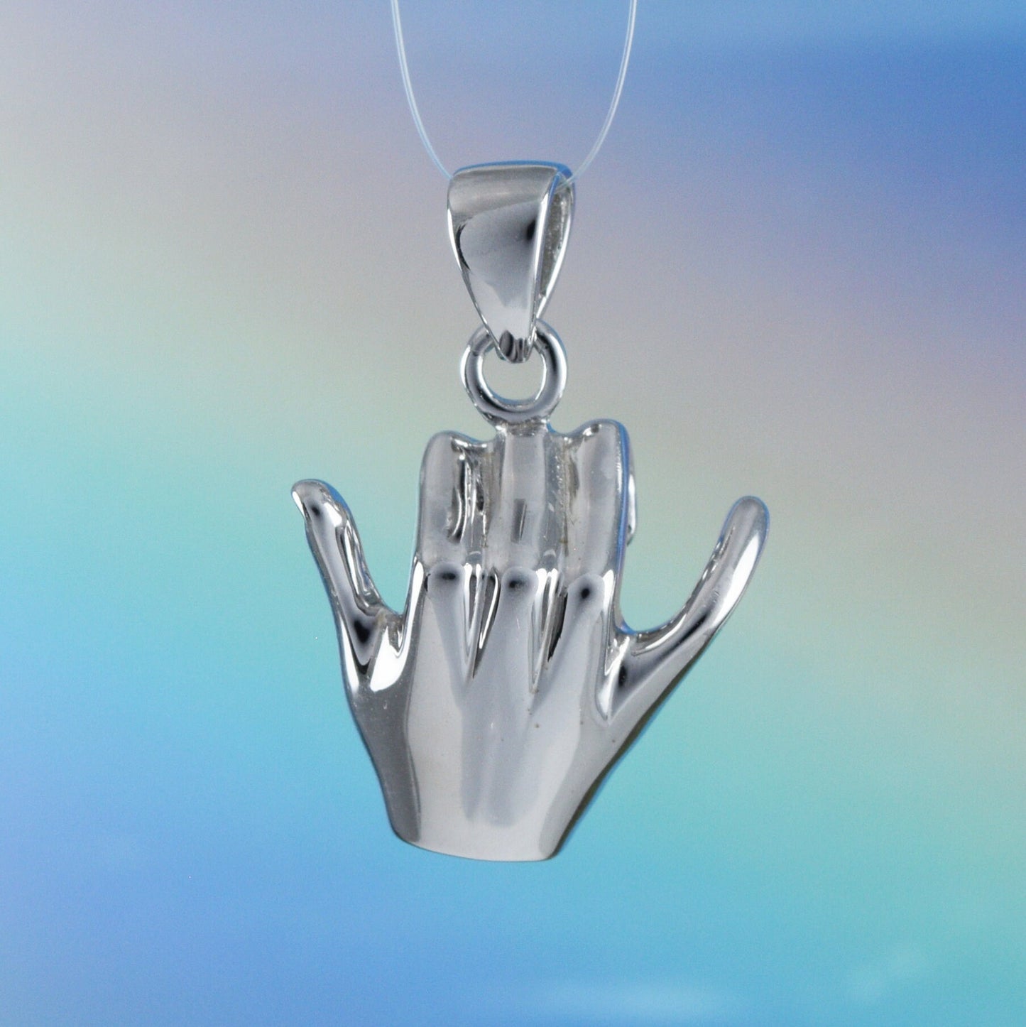 Hawaiian 3D Hang Loose Pendant, Sterling Silver Hang Loose, Shaka Sign 3D Pendant, Hawaiian Jewelry Christmas Present Birthday Gift