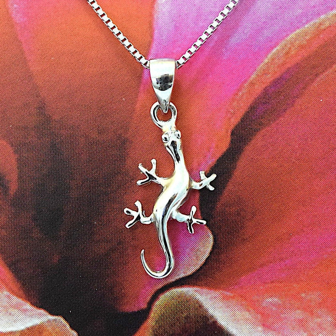 Hawaiian Gecko Pendant, Sterling Silver Gecko Pendant, Hawaiian Jewelry Christmas Present, Anniversary Gift, Birthday Gift