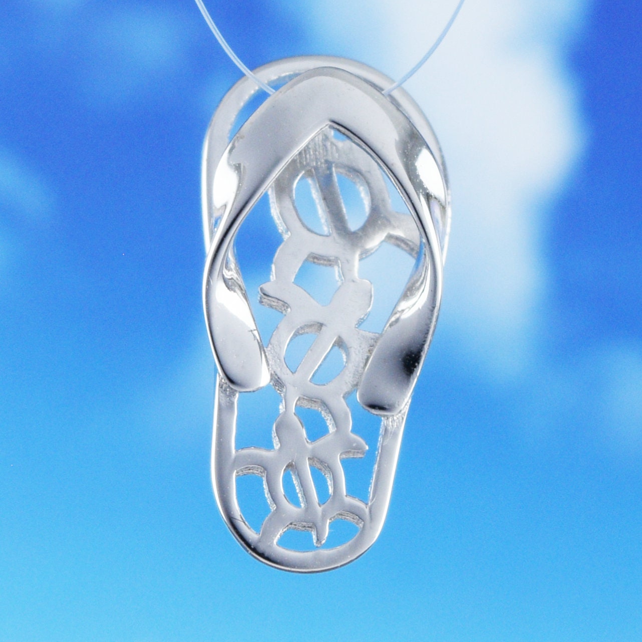 Hawaiian Sea Turtle Family Slipper Pendant, Sterling Silver 3 Turtle Sandal Charm Pendant, Christmas Birthday Mom Gift