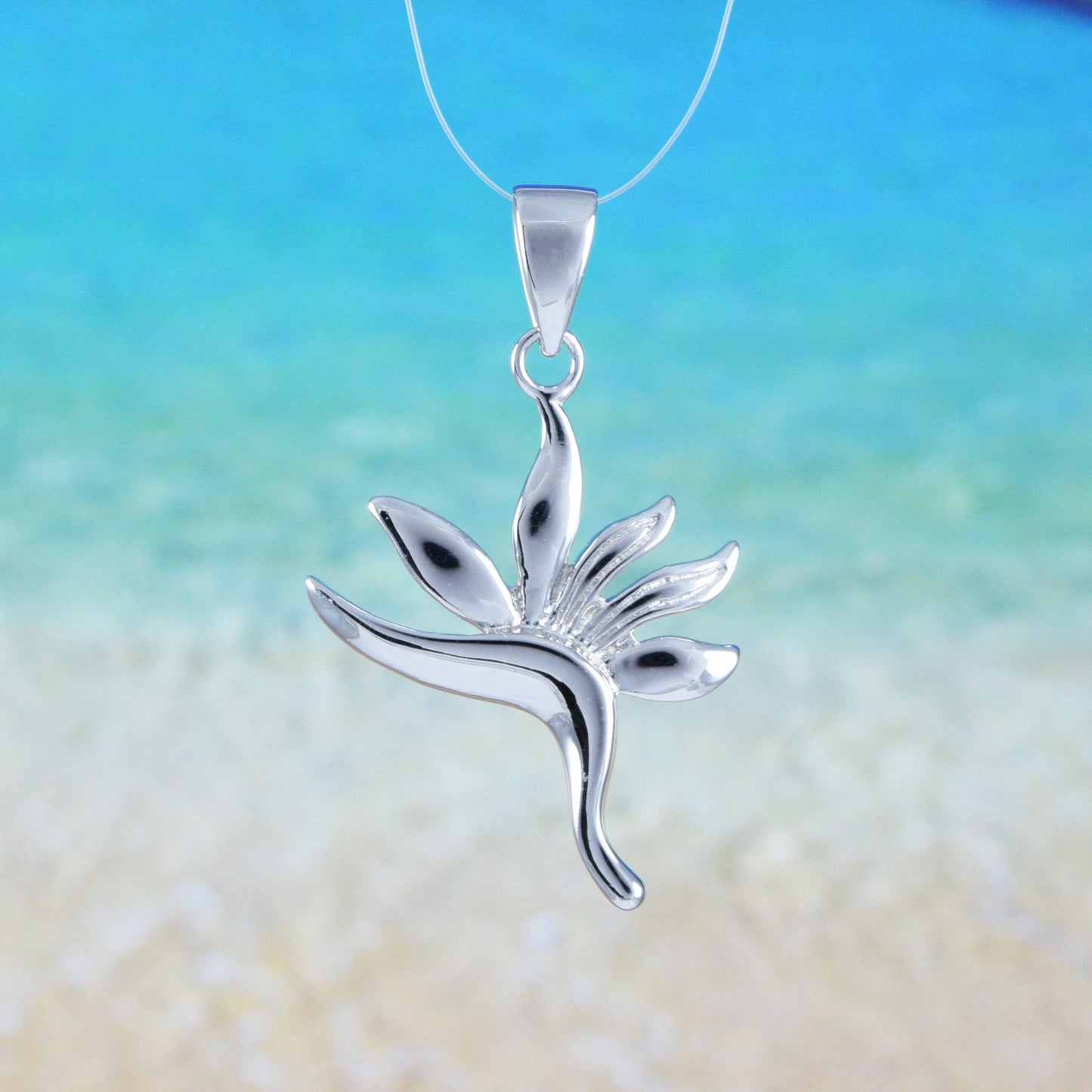 Hawaiian Bird of Paradise Pendant, Sterling Silver Bird of Paradise Charm Pendant, Christmas Anniversary Birthday Mom Gift