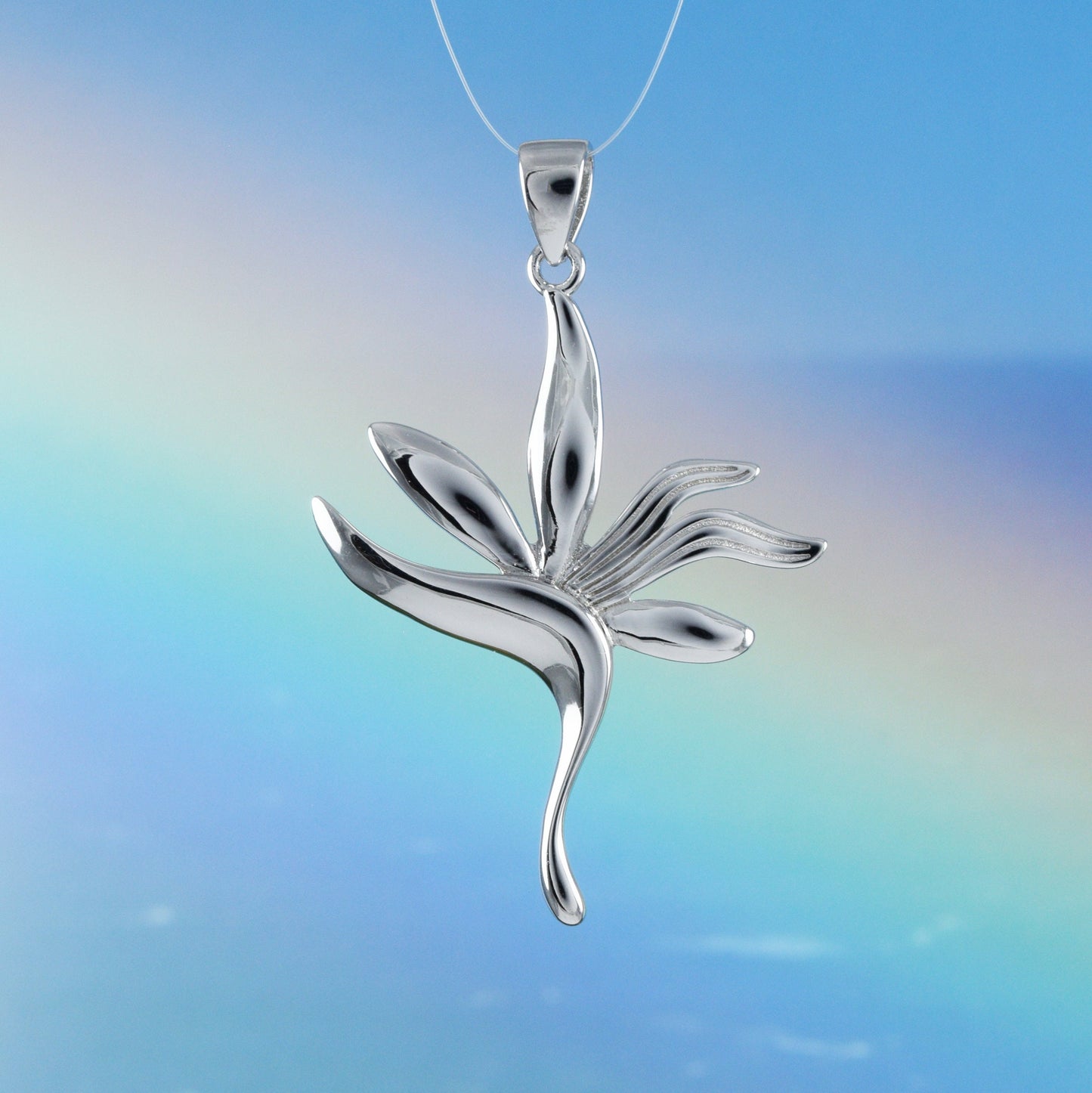 Hawaiian X-Large Bird of Paradise Pendant, Sterling Silver Bird of Paradise Pendant, Hawaiian Jewelry, Christmas Birthday Gift