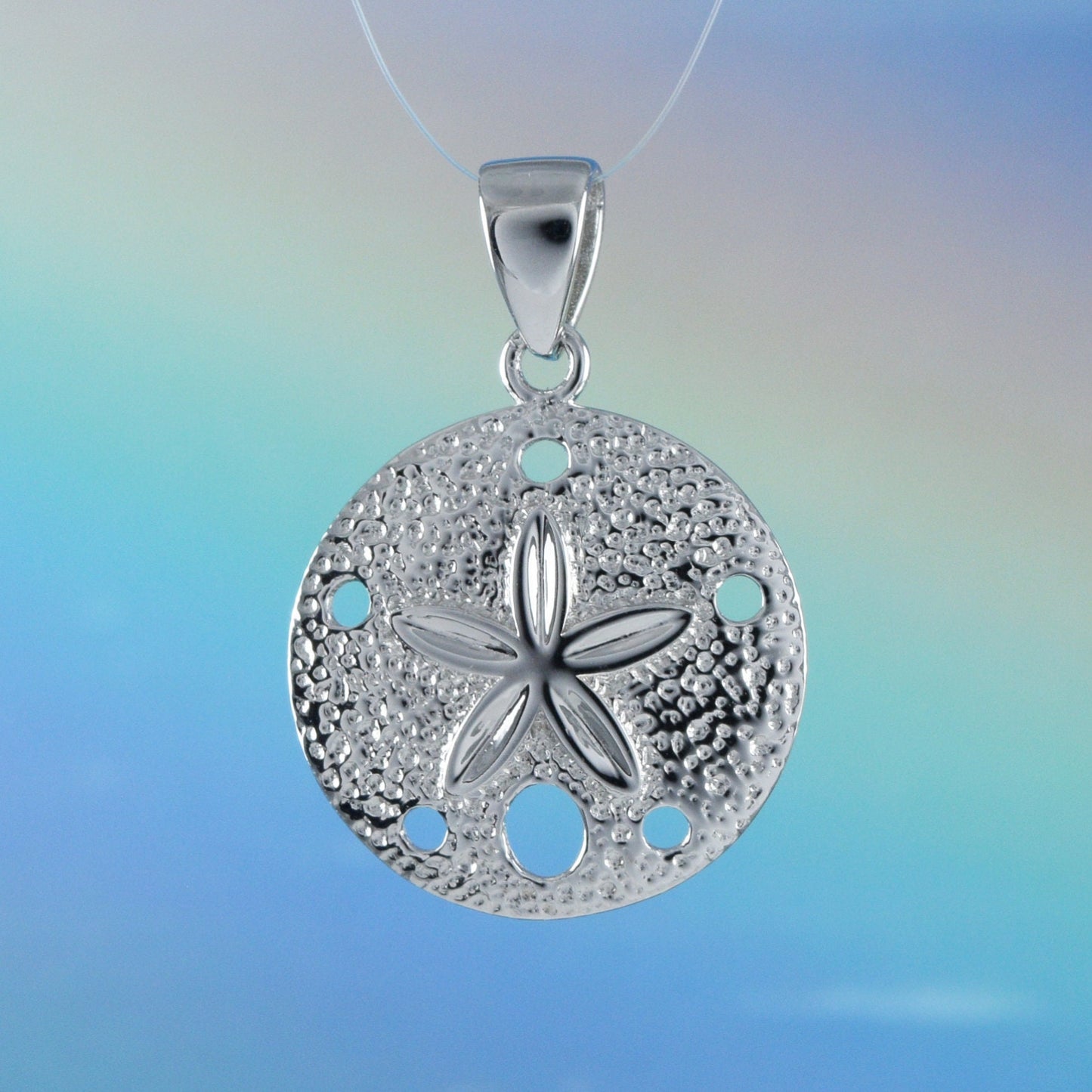 Hawaiian Sand Dollar Pendant, Sterling Silver Sand Dollar Pendant, Hawaiian Jewelry, Christmas Anniversary Birthday Gift
