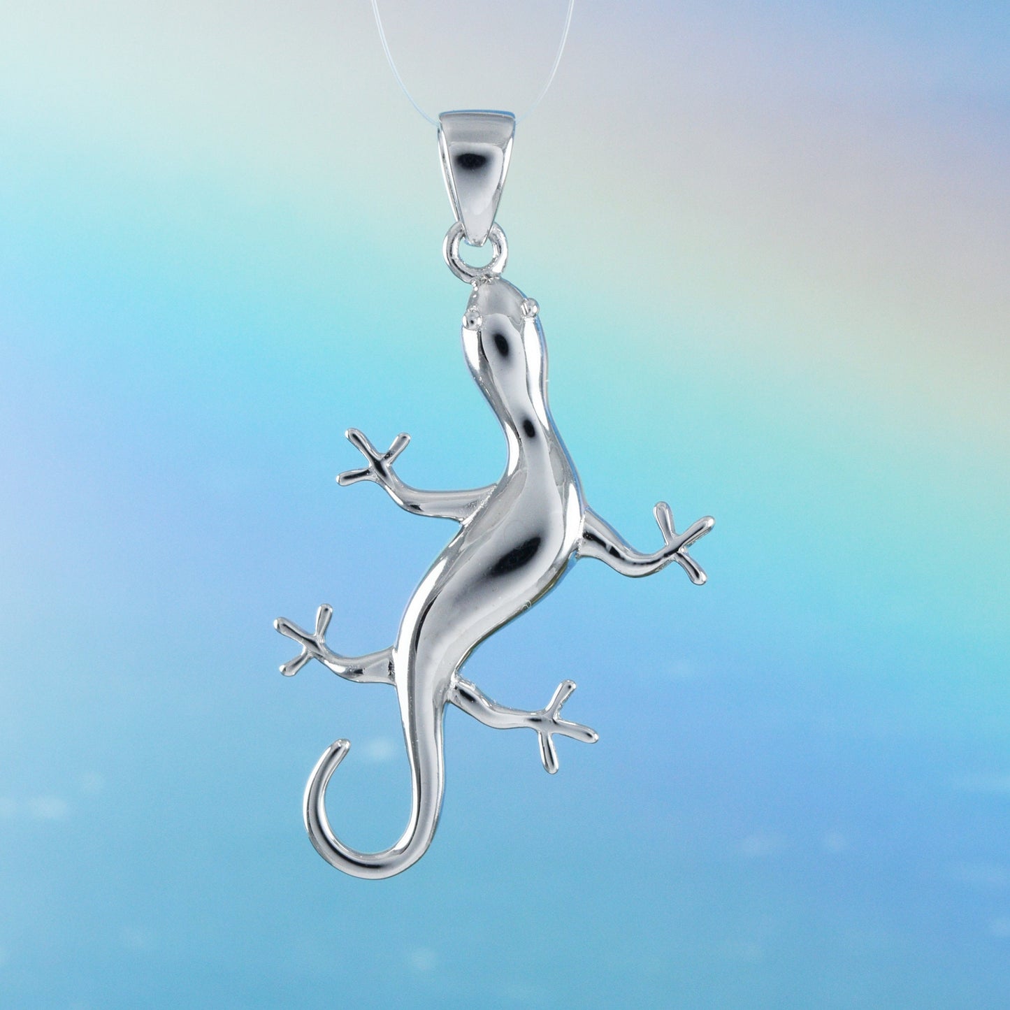 Hawaiian X-Large Gecko Pendant, Sterling Silver Gecko Lizard Pendant, Hawaiian Jewelry, Christmas Mom Anniversary Birthday Gift