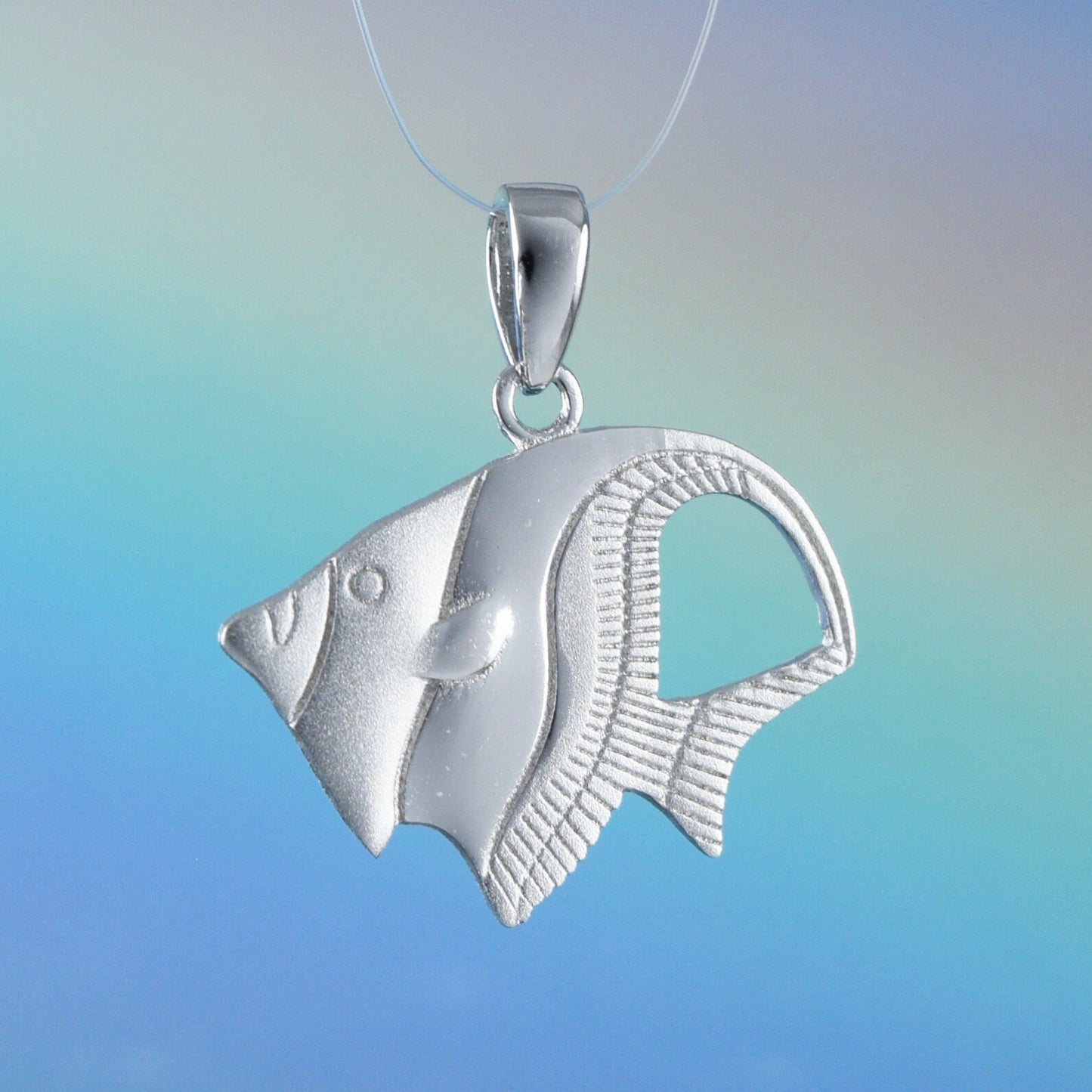 Hawaiian Angel Fish Pendant, Sterling Silver Angel Fish Charm Pendant, Hawaiian Jewelry, Christmas Anniversary Mom Birthday Gift